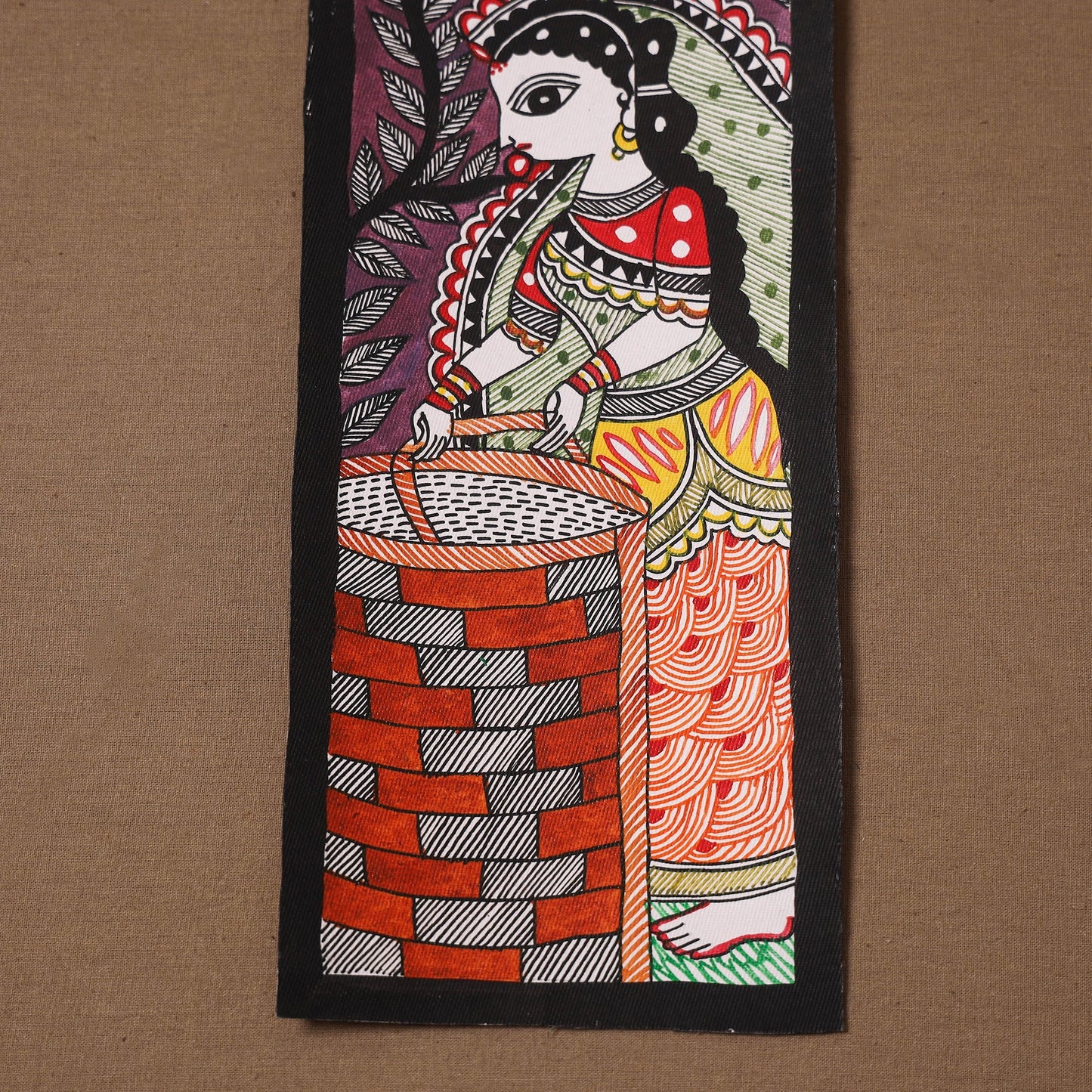 Handpainted madhubani painting by hira devi (15 x 5 in) 123