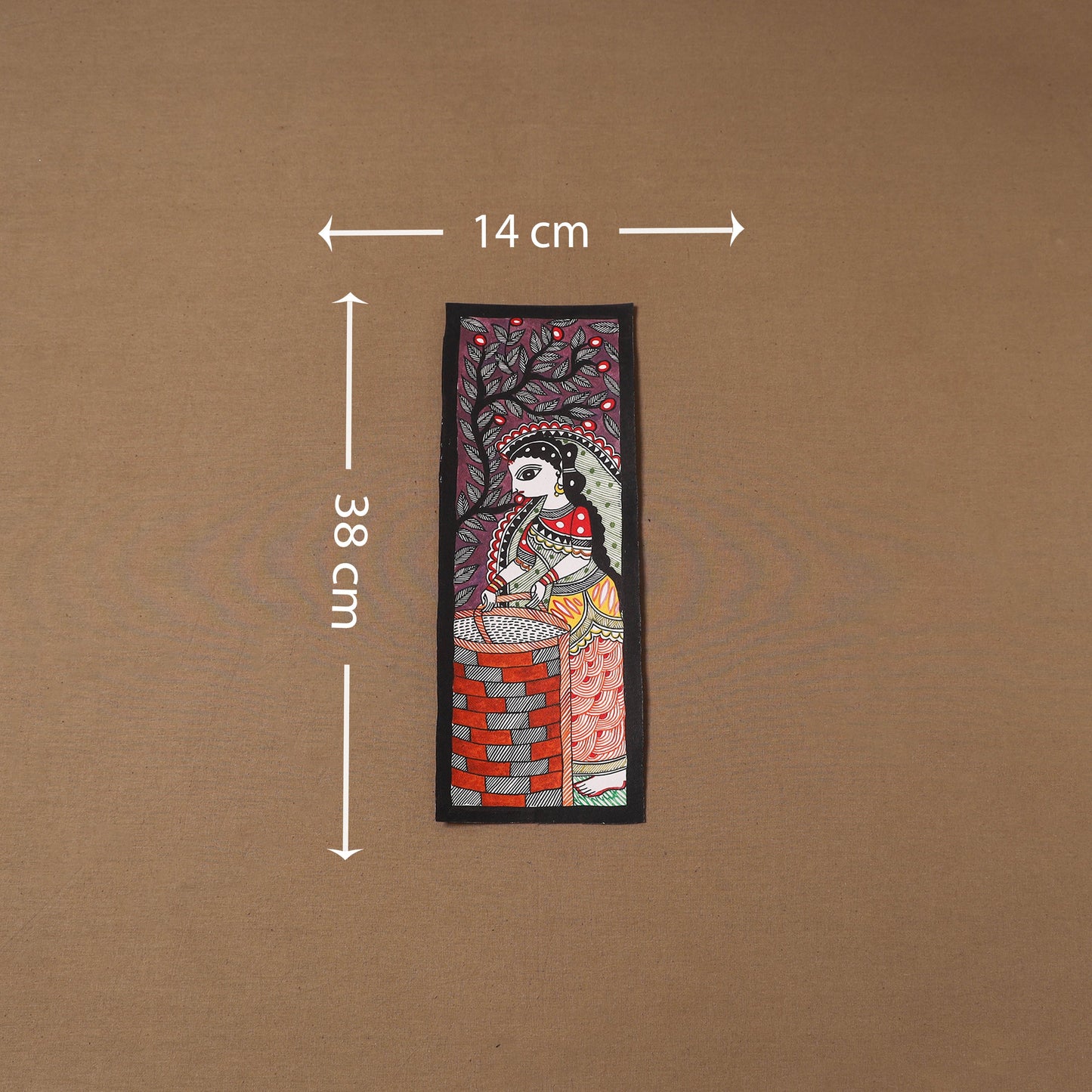 Handpainted madhubani painting by hira devi (15 x 5 in) 123