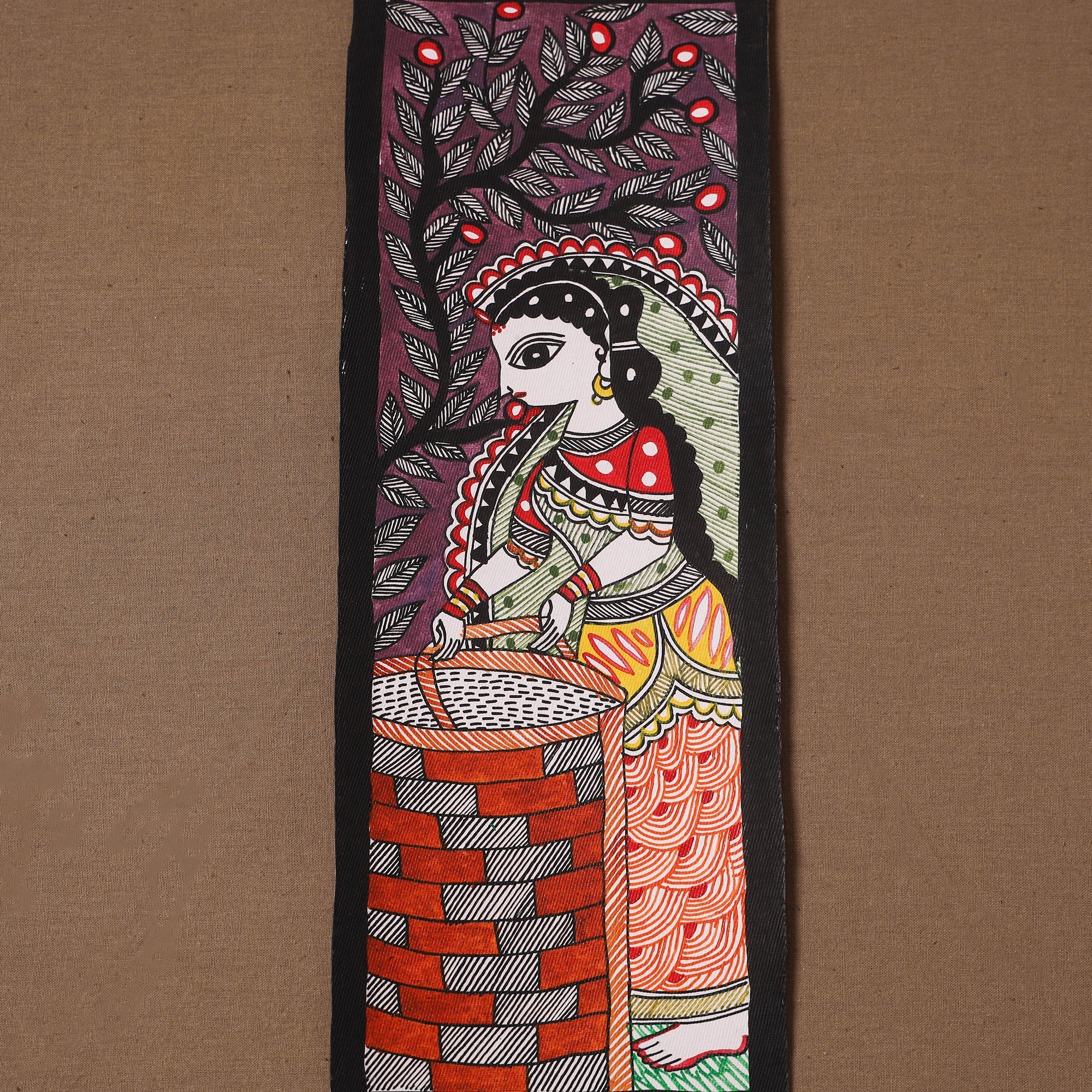 Handpainted madhubani painting by hira devi (15 x 5 in) 123