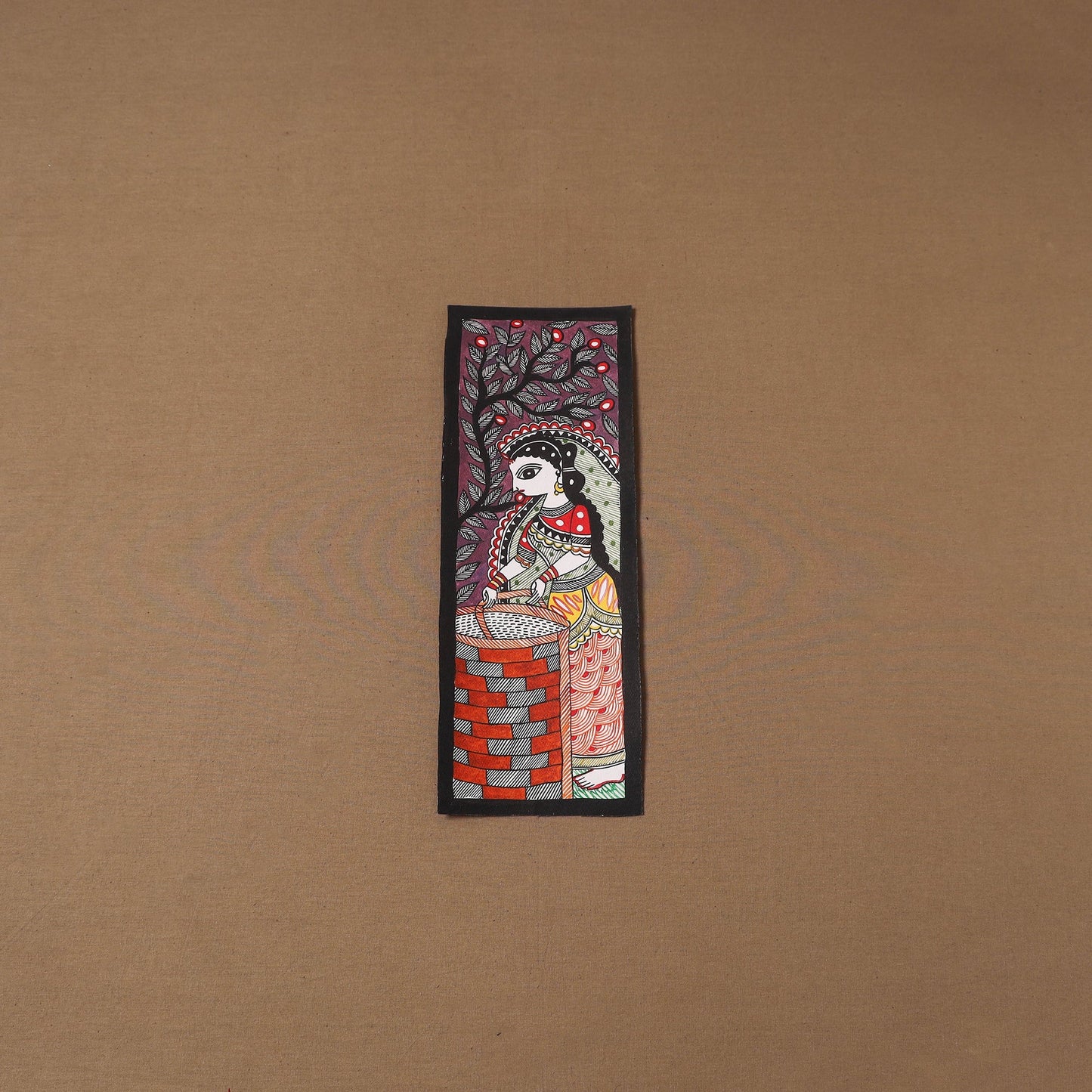 Handpainted madhubani painting by hira devi (15 x 5 in) 123