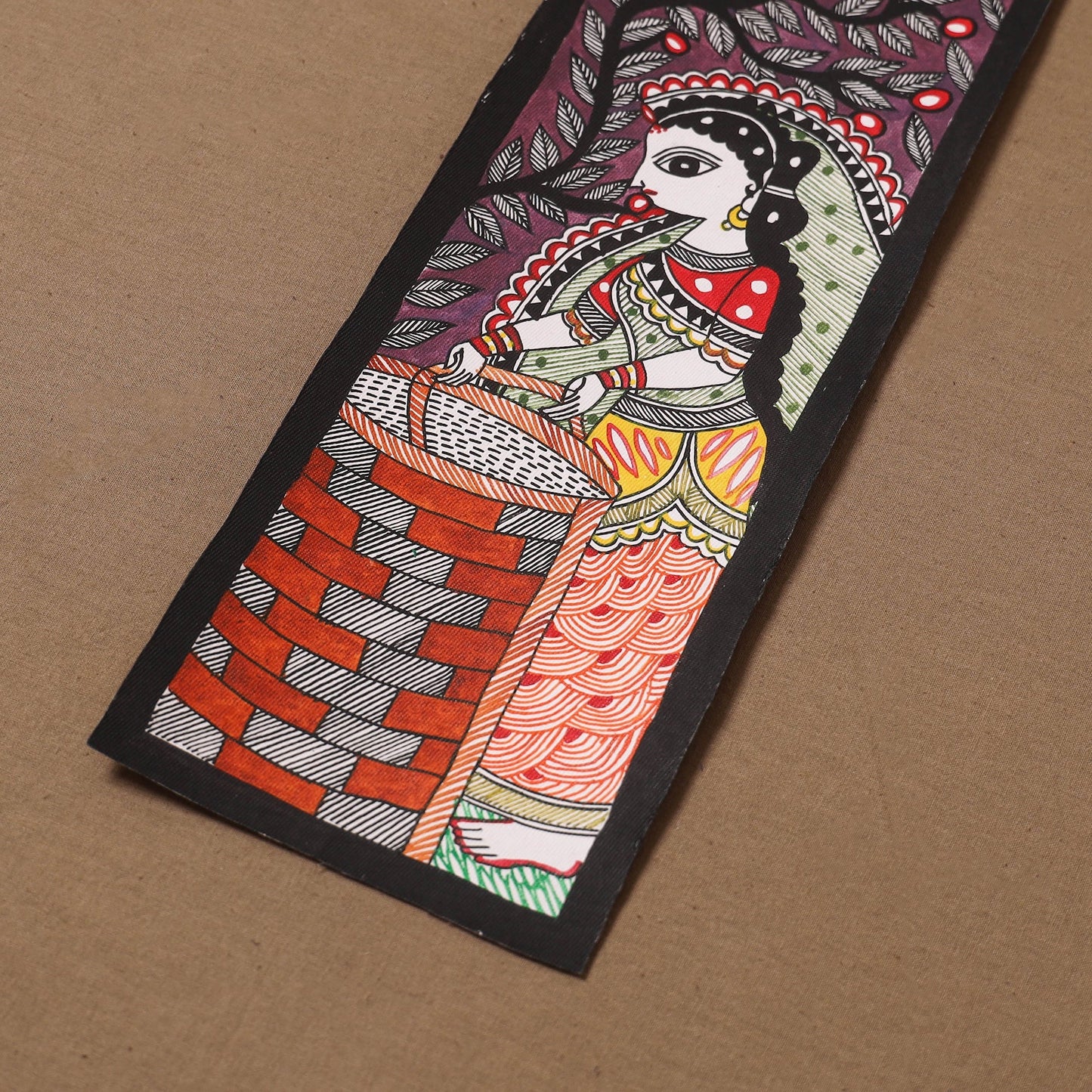 Handpainted madhubani painting by hira devi (15 x 5 in) 123