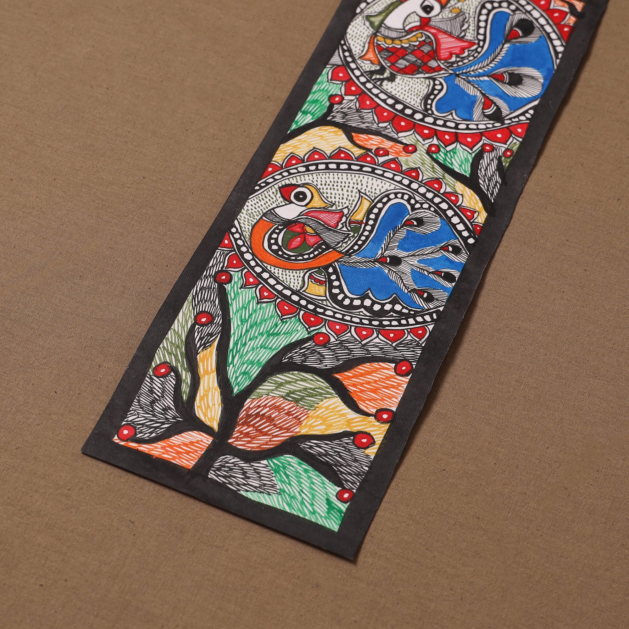 Handpainted madhubani painting by hira devi (15 x 5 in) 125