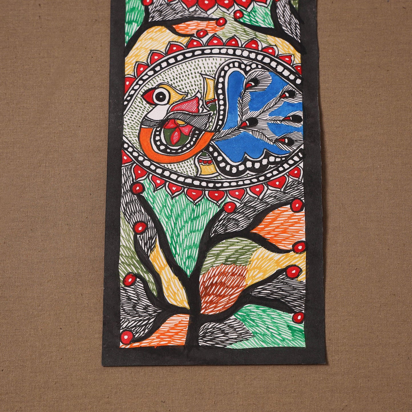 Handpainted madhubani painting by hira devi (15 x 5 in) 125