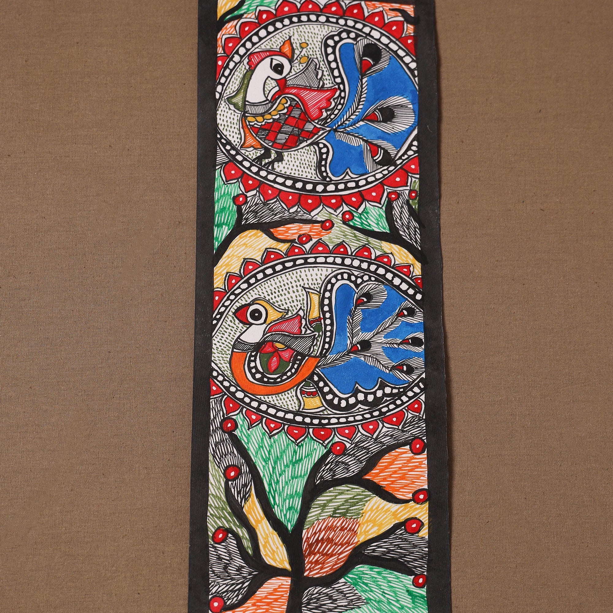Handpainted madhubani painting by hira devi (15 x 5 in) 125