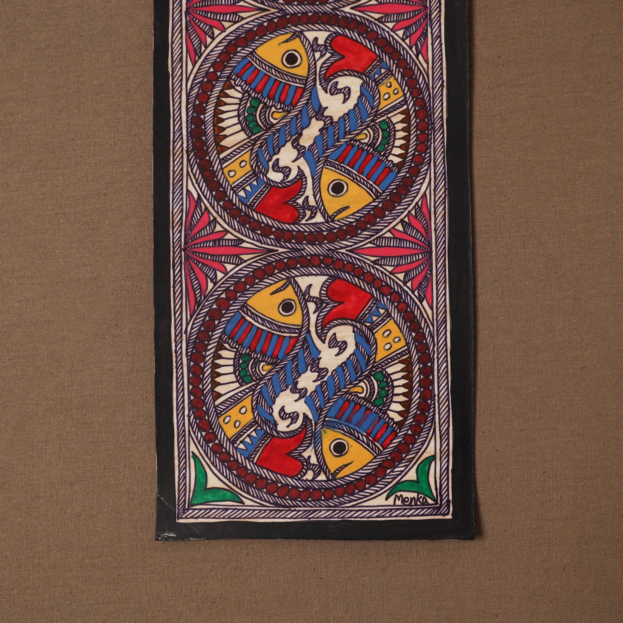Handpainted madhubani painting by hira devi (15 x 5 in) 52