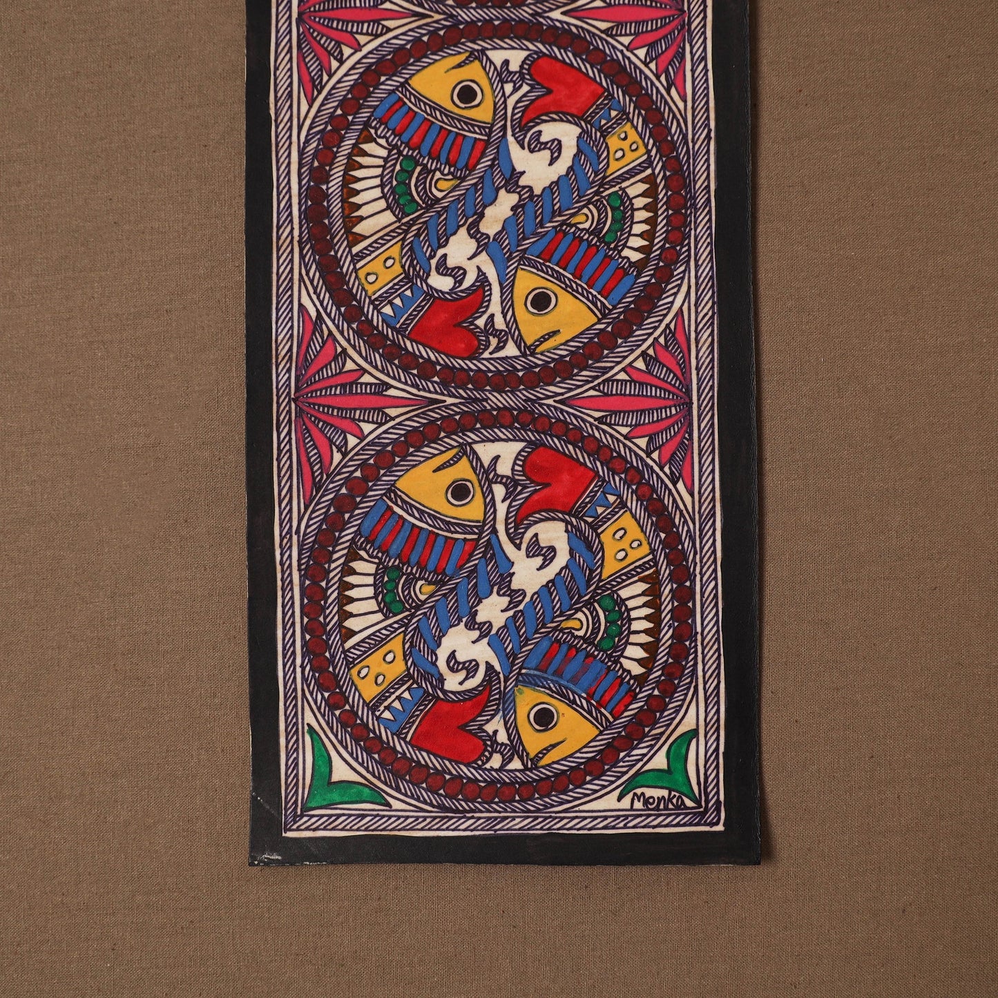 Handpainted madhubani painting by hira devi (15 x 5 in) 52