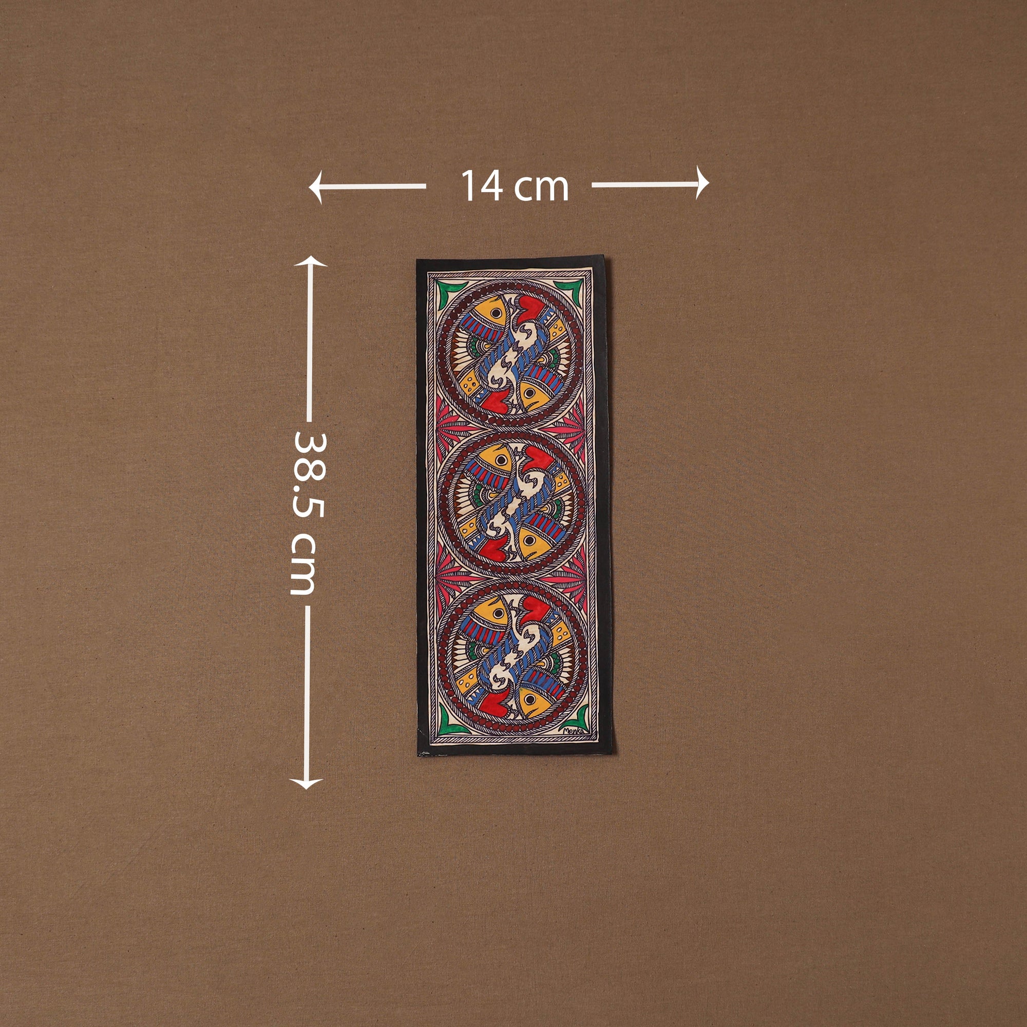 Handpainted madhubani painting by hira devi (15 x 5 in) 52