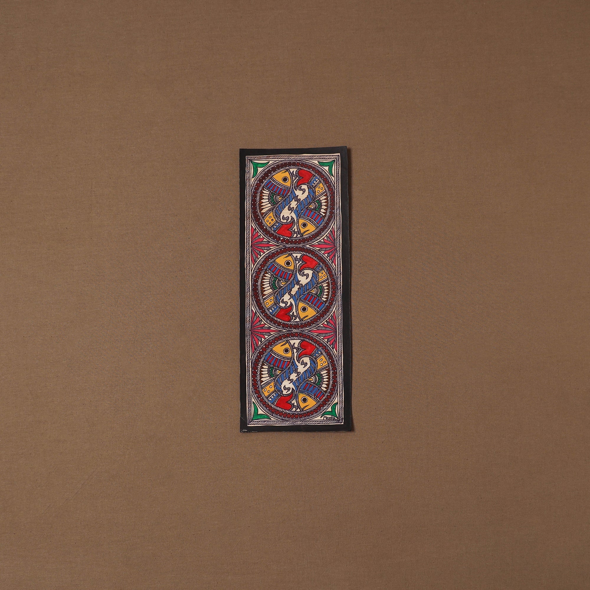 Handpainted madhubani painting by hira devi (15 x 5 in) 52