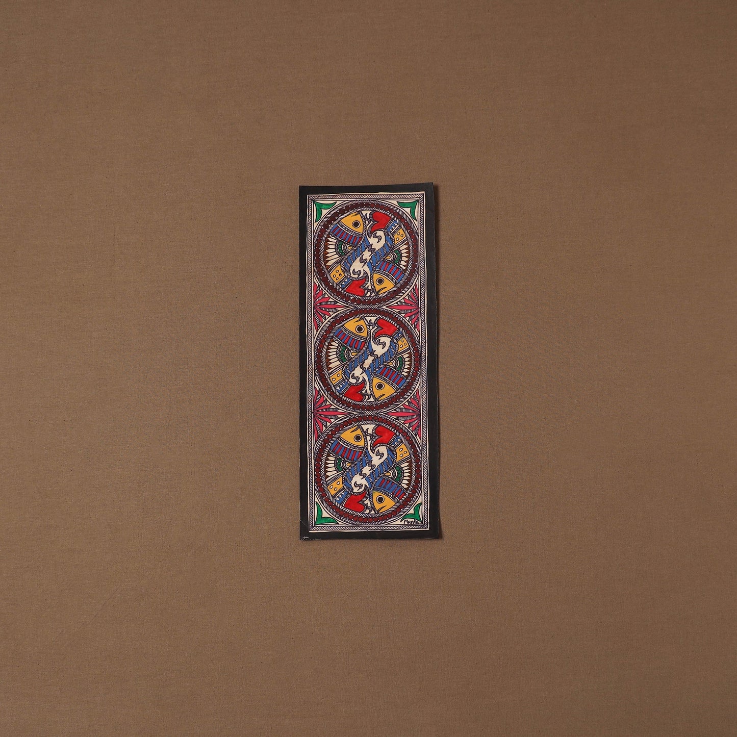 Handpainted madhubani painting by hira devi (15 x 5 in) 52