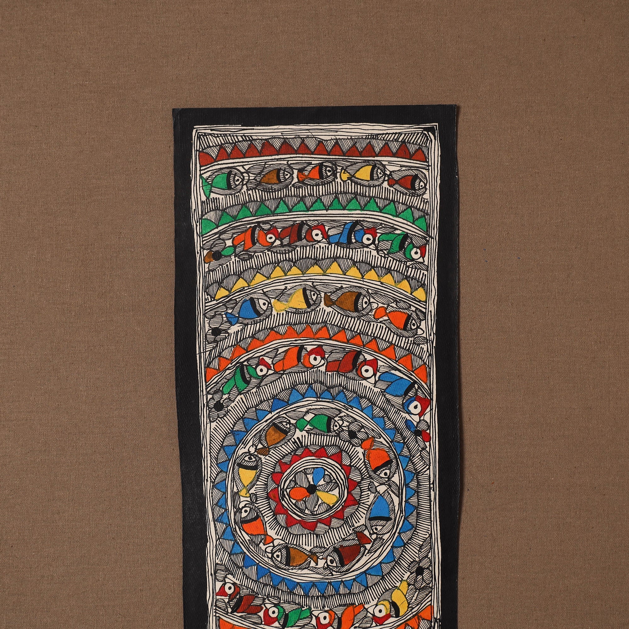 Handpainted madhubani painting by hira devi (15 x 5 in) 53