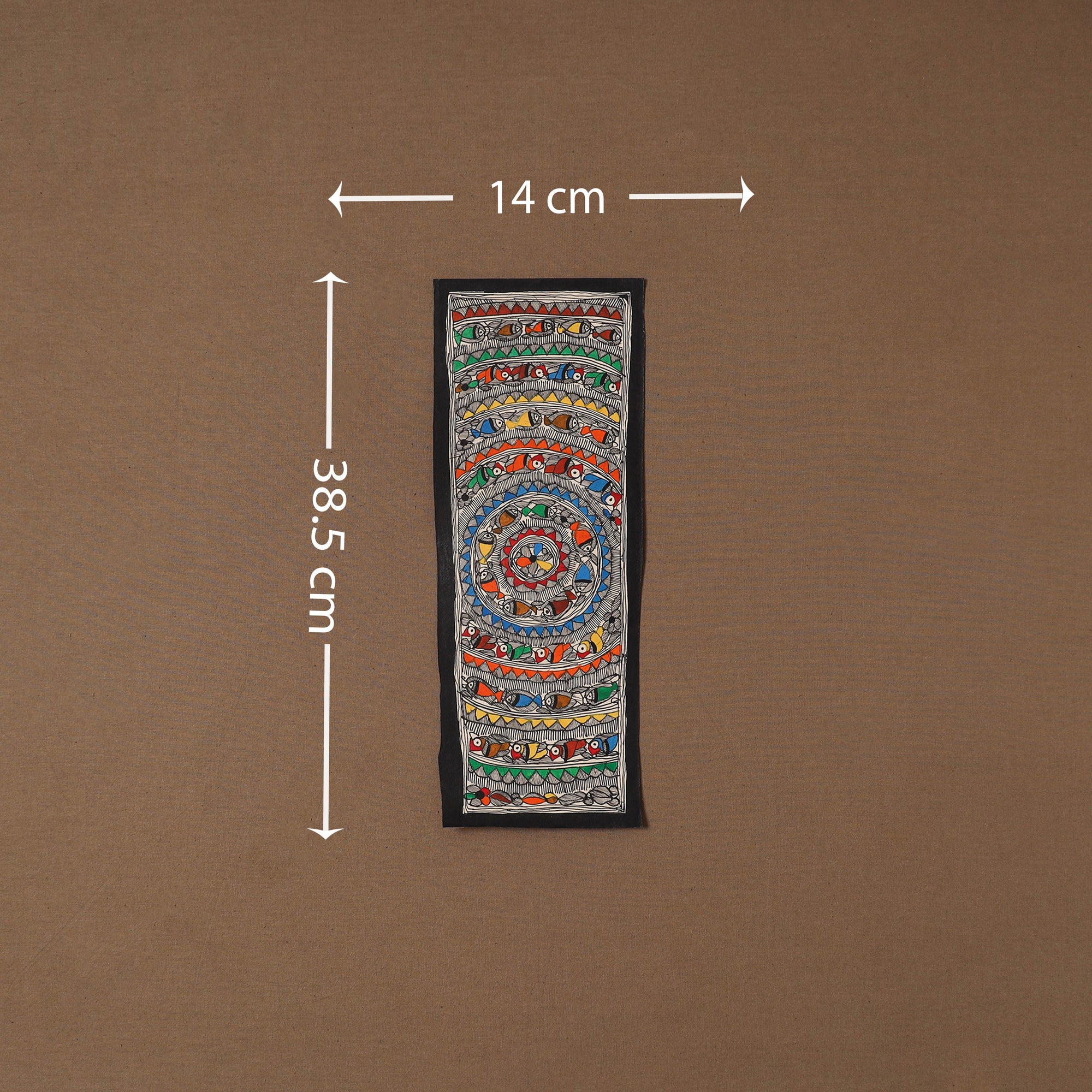 Handpainted madhubani painting by hira devi (15 x 5 in) 53