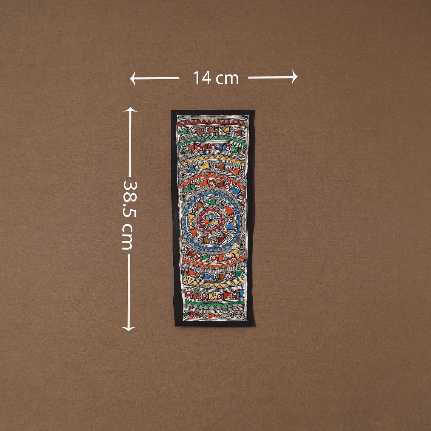 Handpainted madhubani painting by hira devi (15 x 5 in) 53