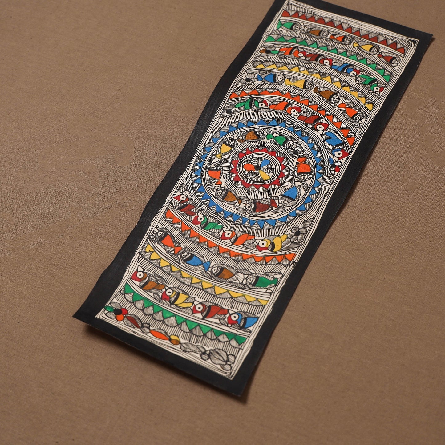 Handpainted madhubani painting by hira devi (15 x 5 in) 53