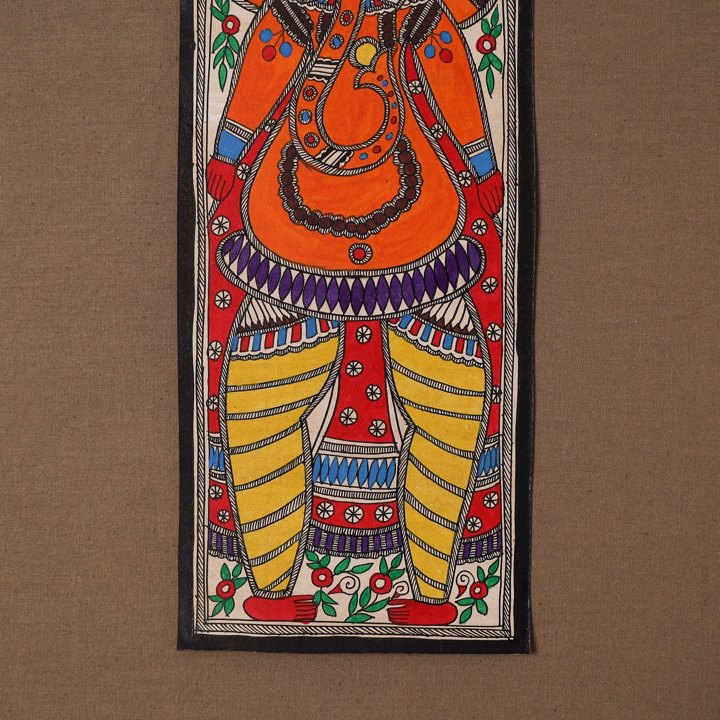 Handpainted madhubani painting by hira devi (15 x 5 in) 55