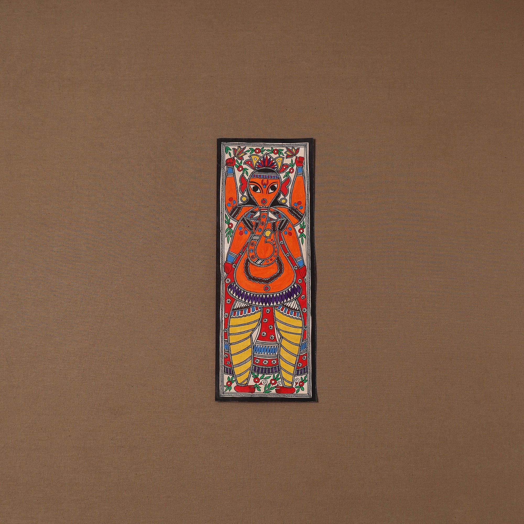 Handpainted madhubani painting by hira devi (15 x 5 in) 55