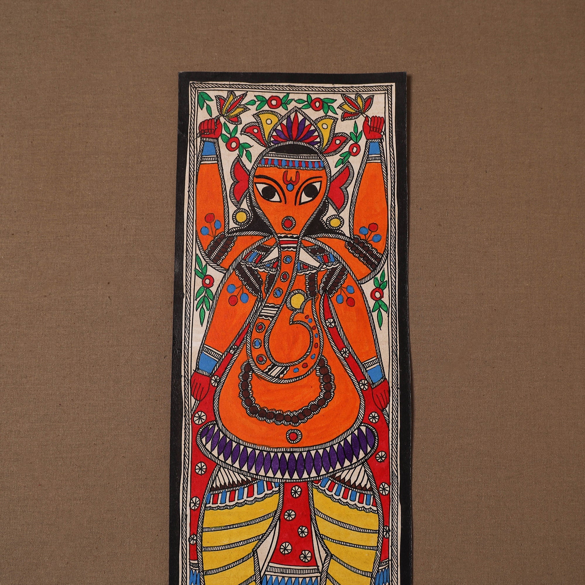 Handpainted madhubani painting by hira devi (15 x 5 in) 55