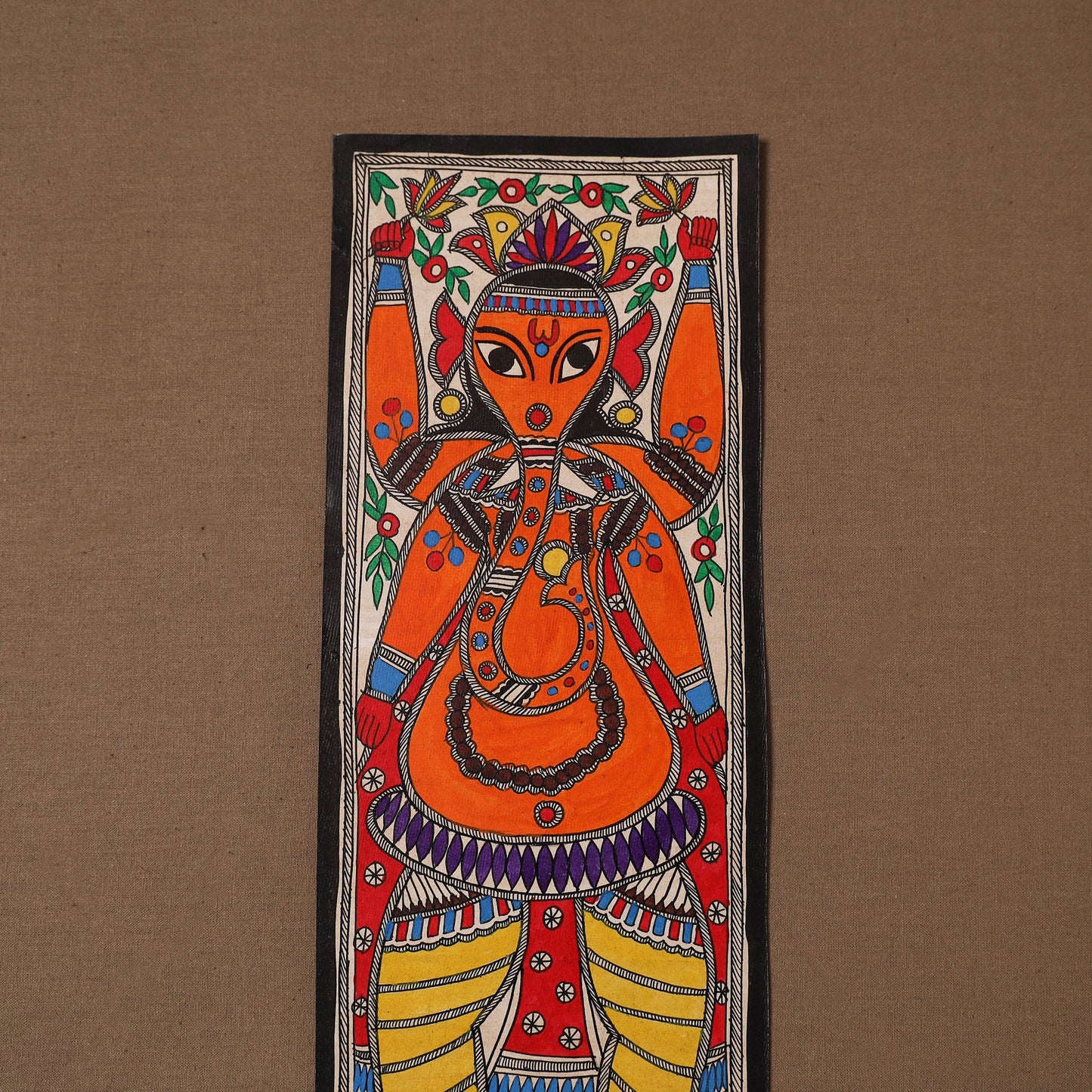 Handpainted madhubani painting by hira devi (15 x 5 in) 55