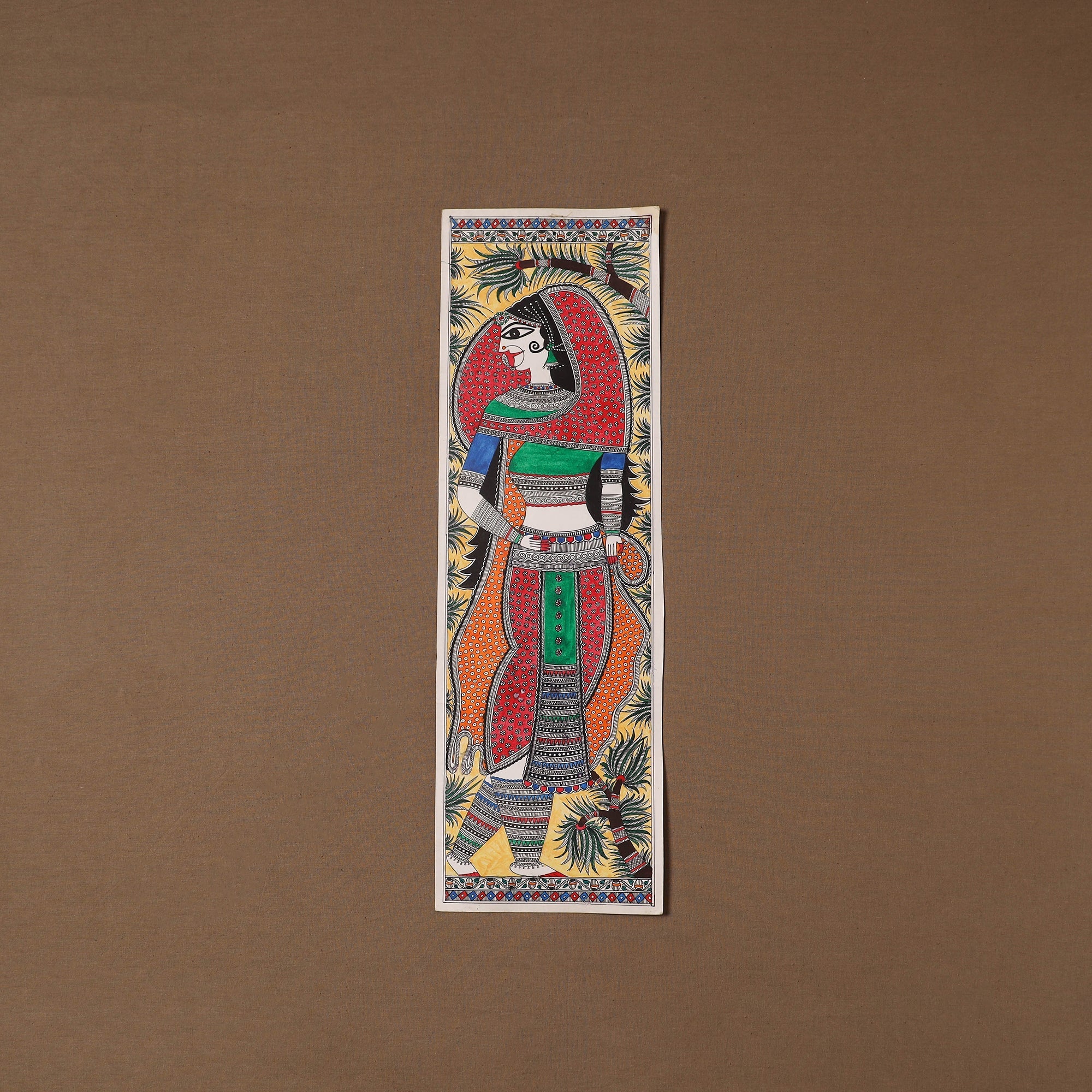 Handpainted madhubani painting by hira devi (22 x 7 in) 42