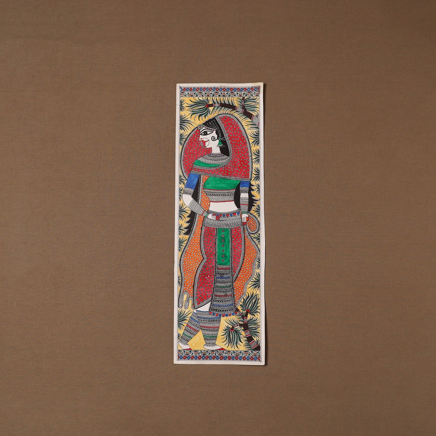 Handpainted madhubani painting by hira devi (22 x 7 in) 42