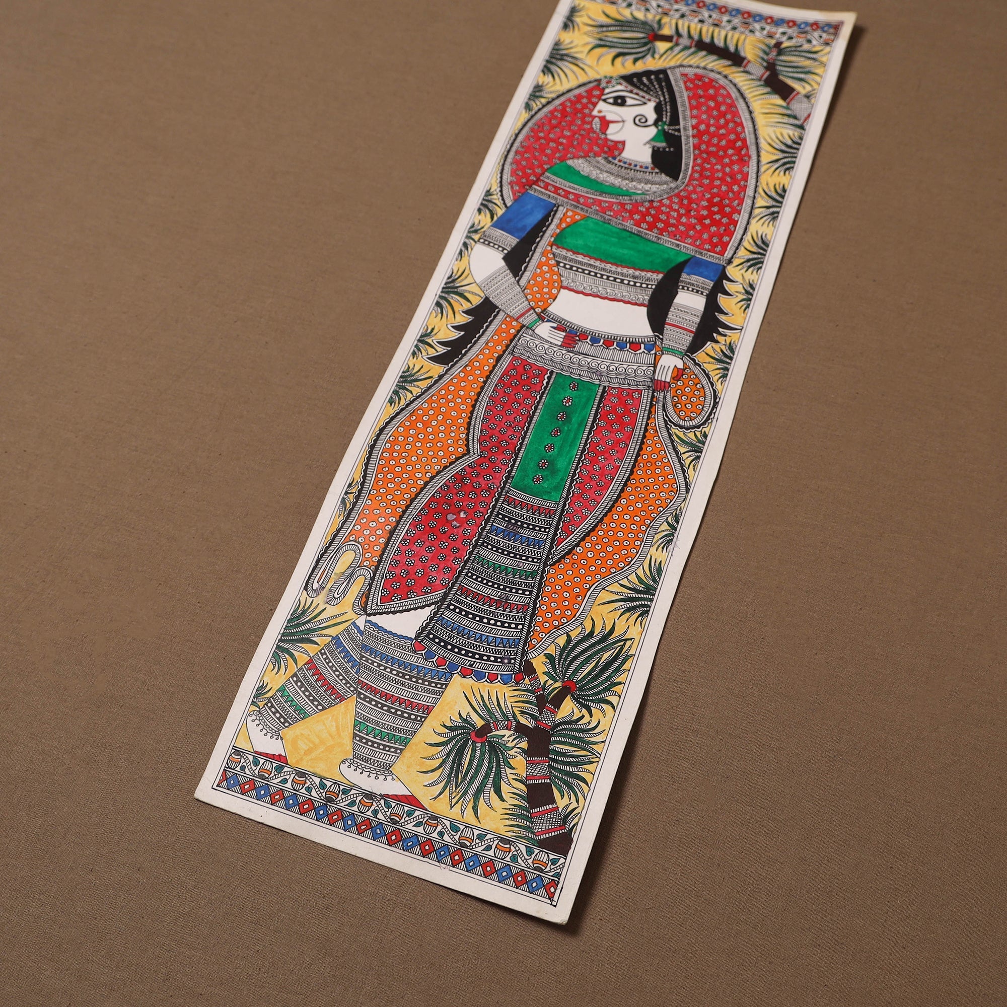 Handpainted madhubani painting by hira devi (22 x 7 in) 42