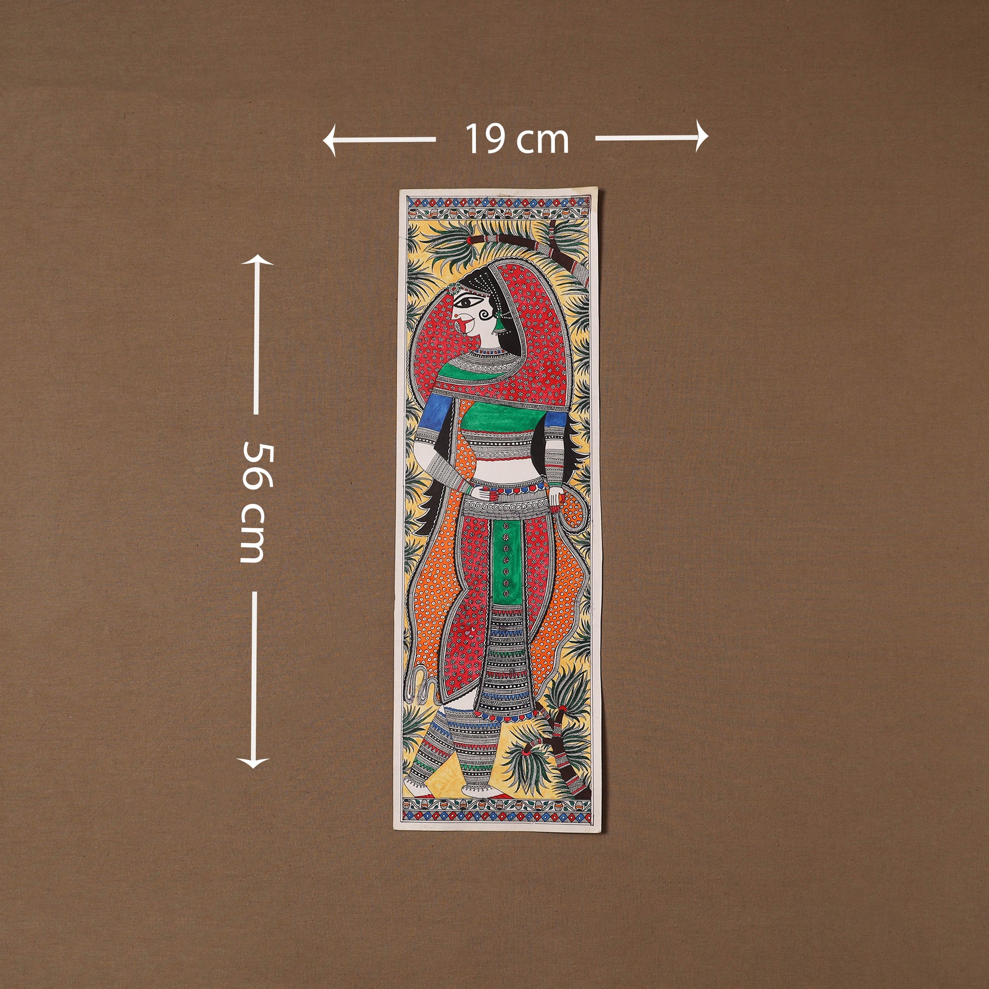 Handpainted madhubani painting by hira devi (22 x 7 in) 42