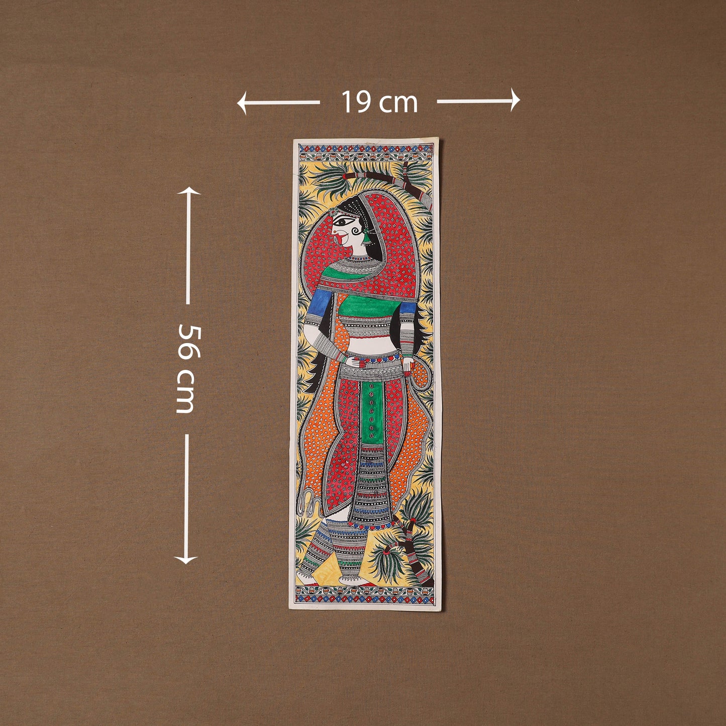 Handpainted madhubani painting by hira devi (22 x 7 in) 42