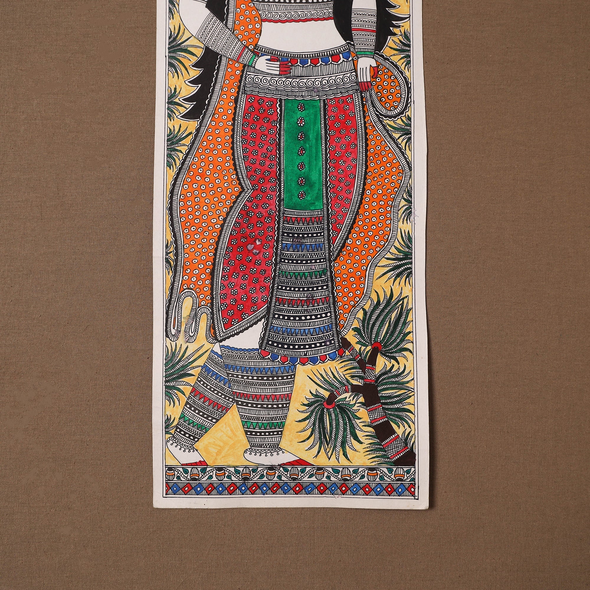 Handpainted madhubani painting by hira devi (22 x 7 in) 42