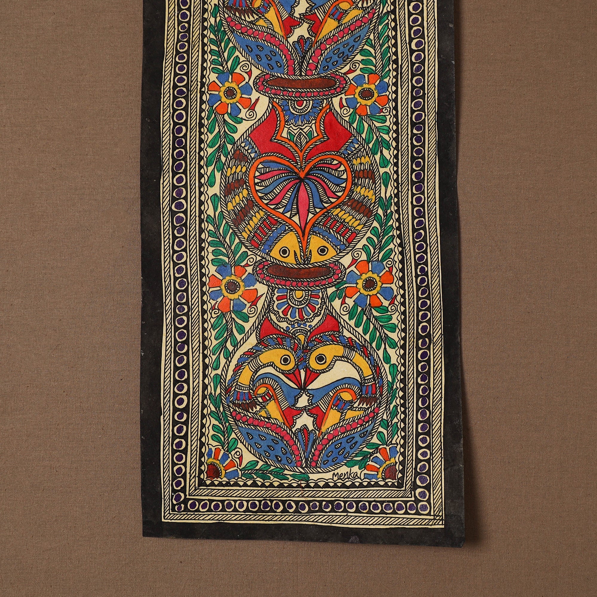 Handpainted madhubani painting by hira devi (22 x 7 in) 44