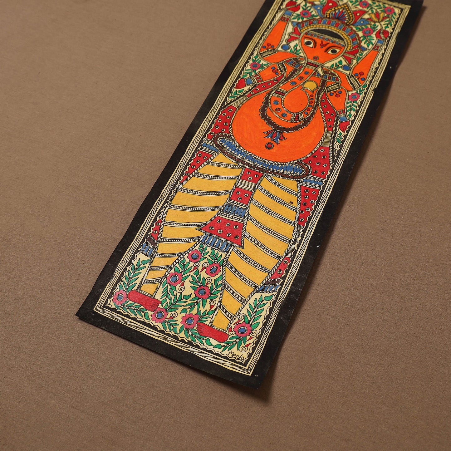 Handpainted madhubani painting by hira devi (22 x 7 in) 45