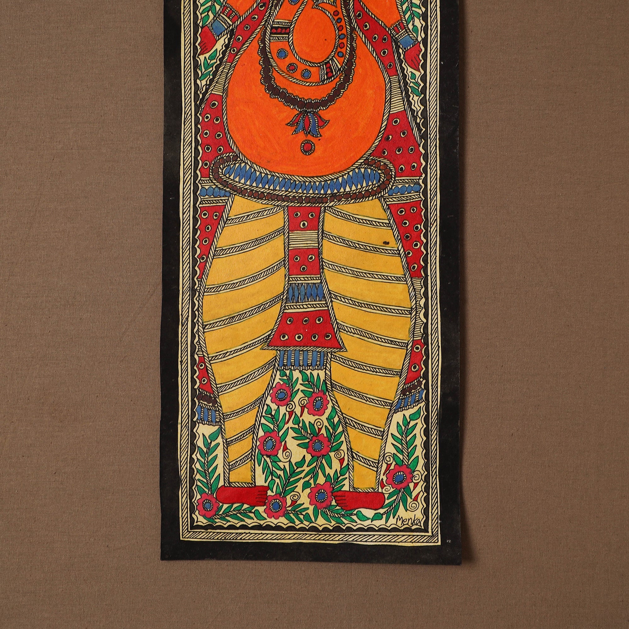 Handpainted madhubani painting by hira devi (22 x 7 in) 45