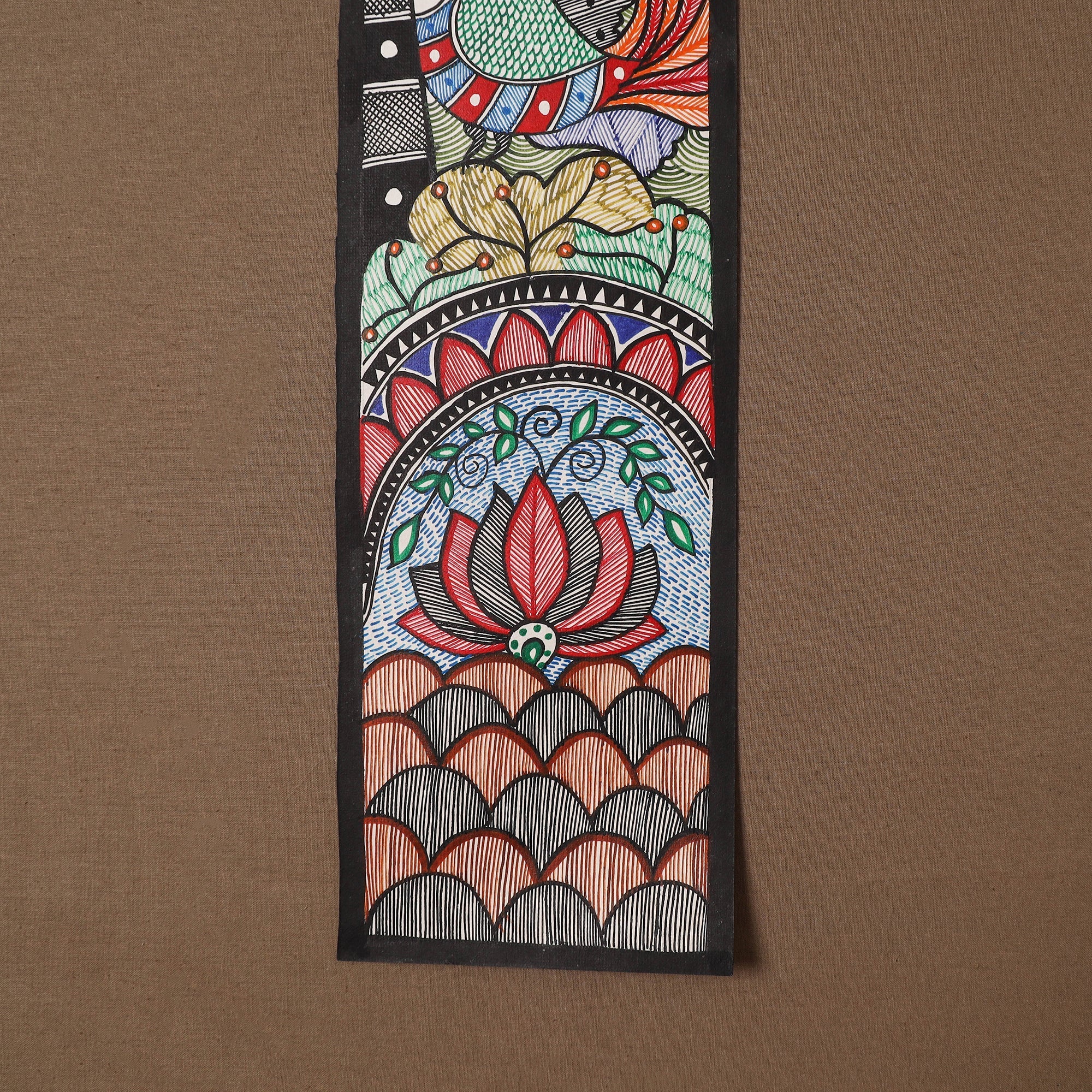 Handpainted madhubani painting by hira devi (30 x 5 in) 47