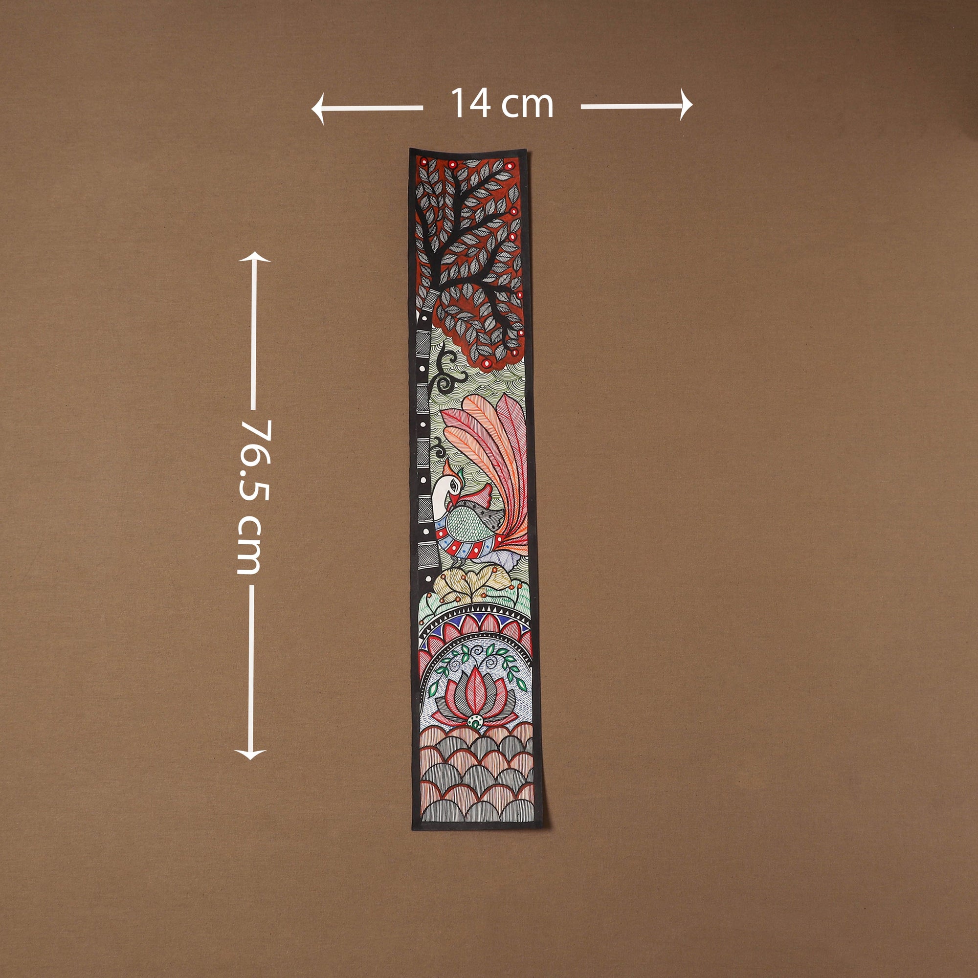 Handpainted madhubani painting by hira devi (30 x 5 in) 47