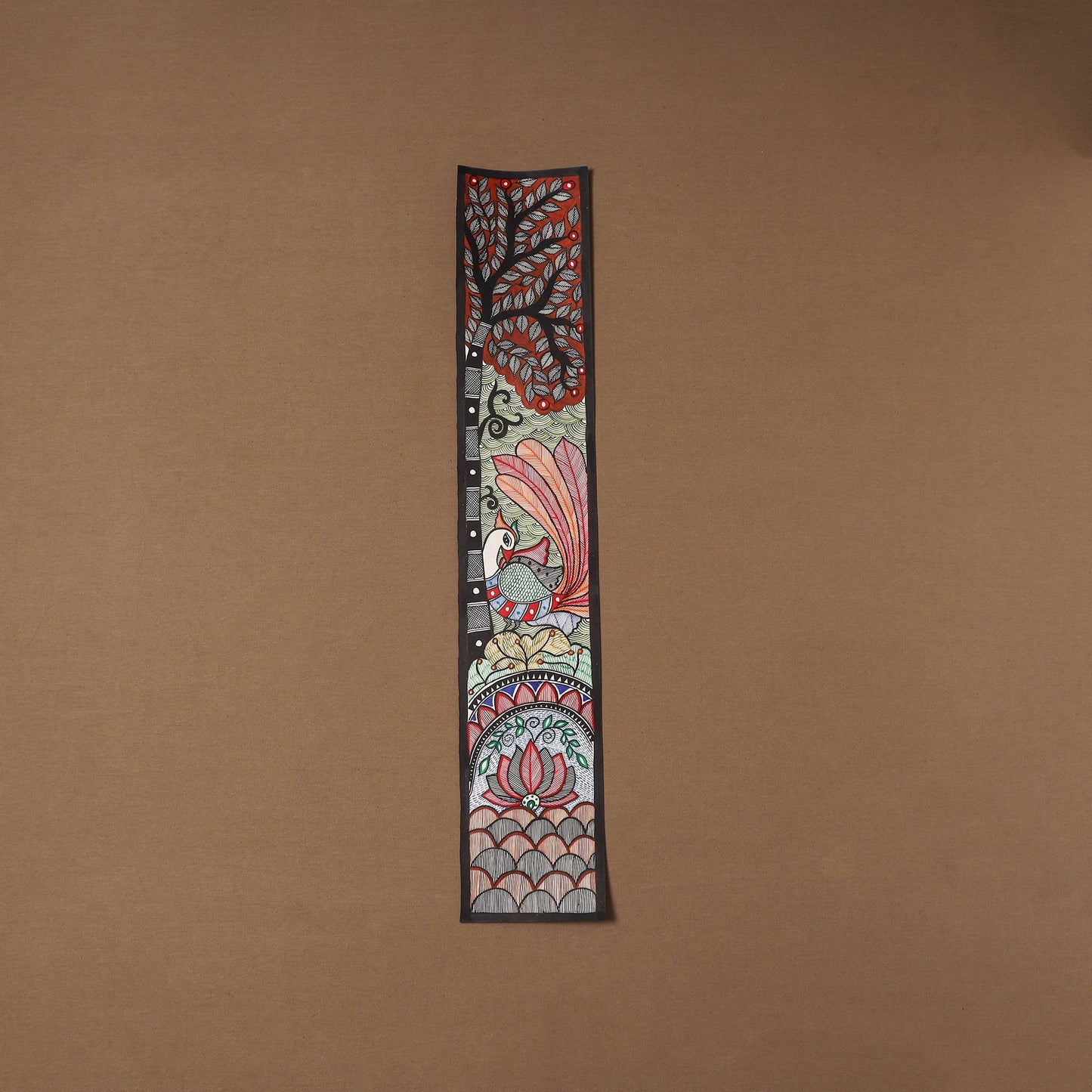 Handpainted madhubani painting by hira devi (30 x 5 in) 47