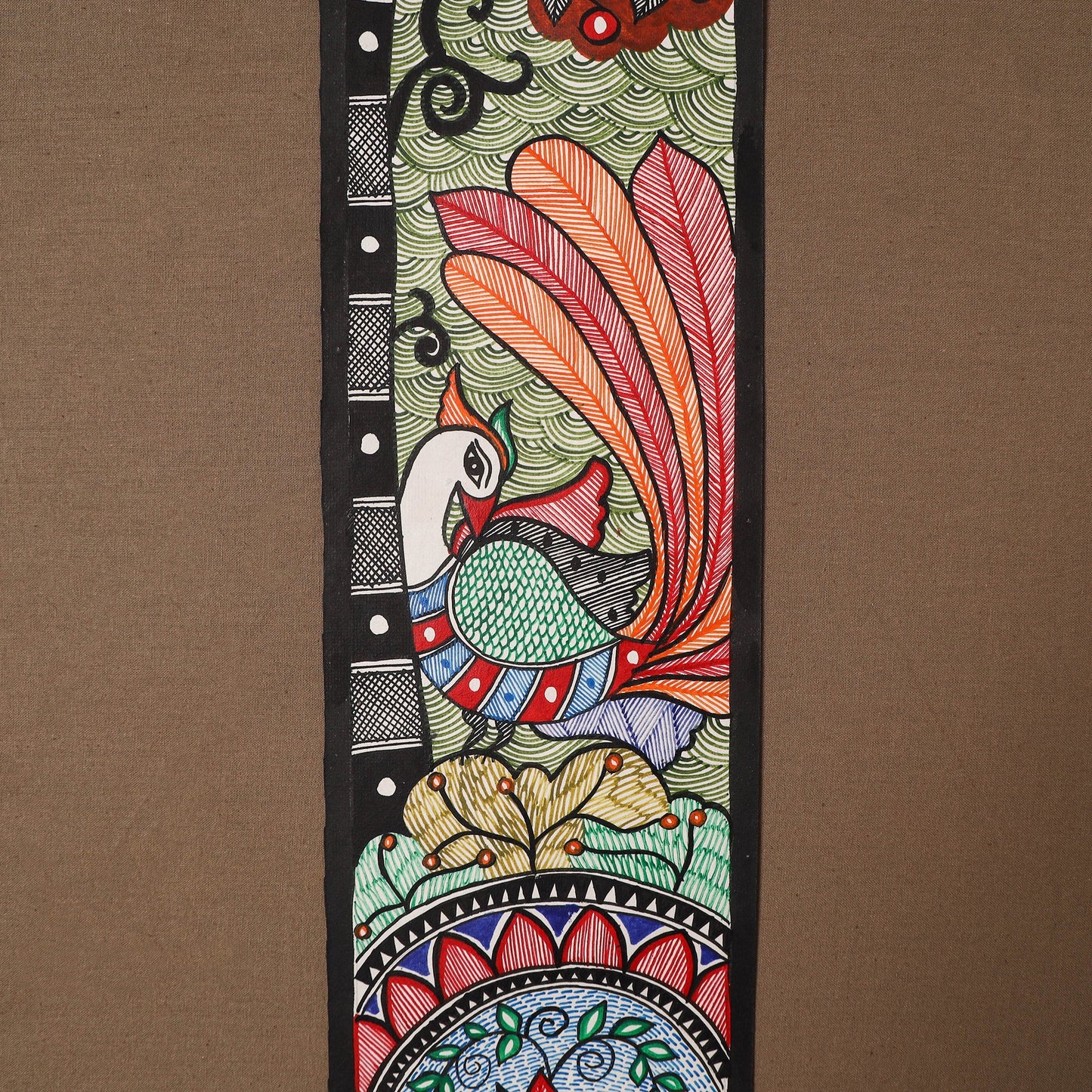 Handpainted madhubani painting by hira devi (30 x 5 in) 47