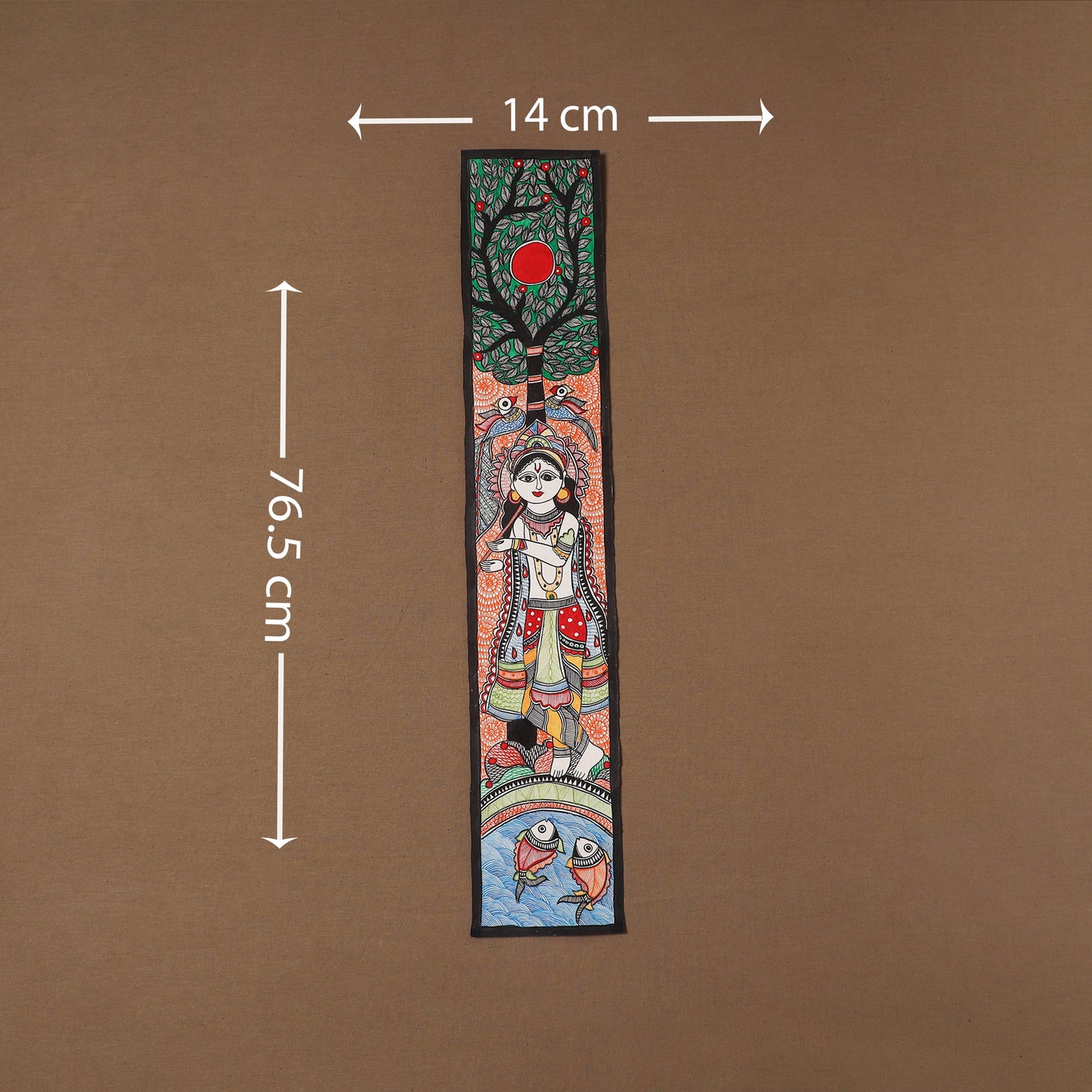 Handpainted madhubani painting by hira devi (30 x 5 in) 48