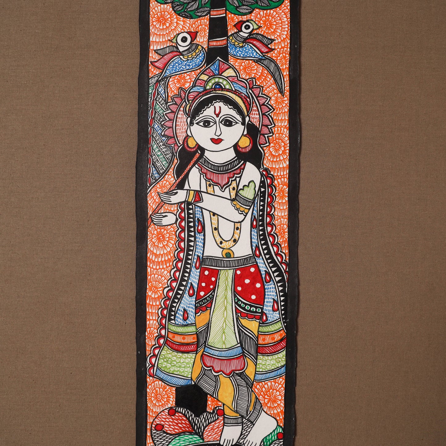 Handpainted madhubani painting by hira devi (30 x 5 in) 48