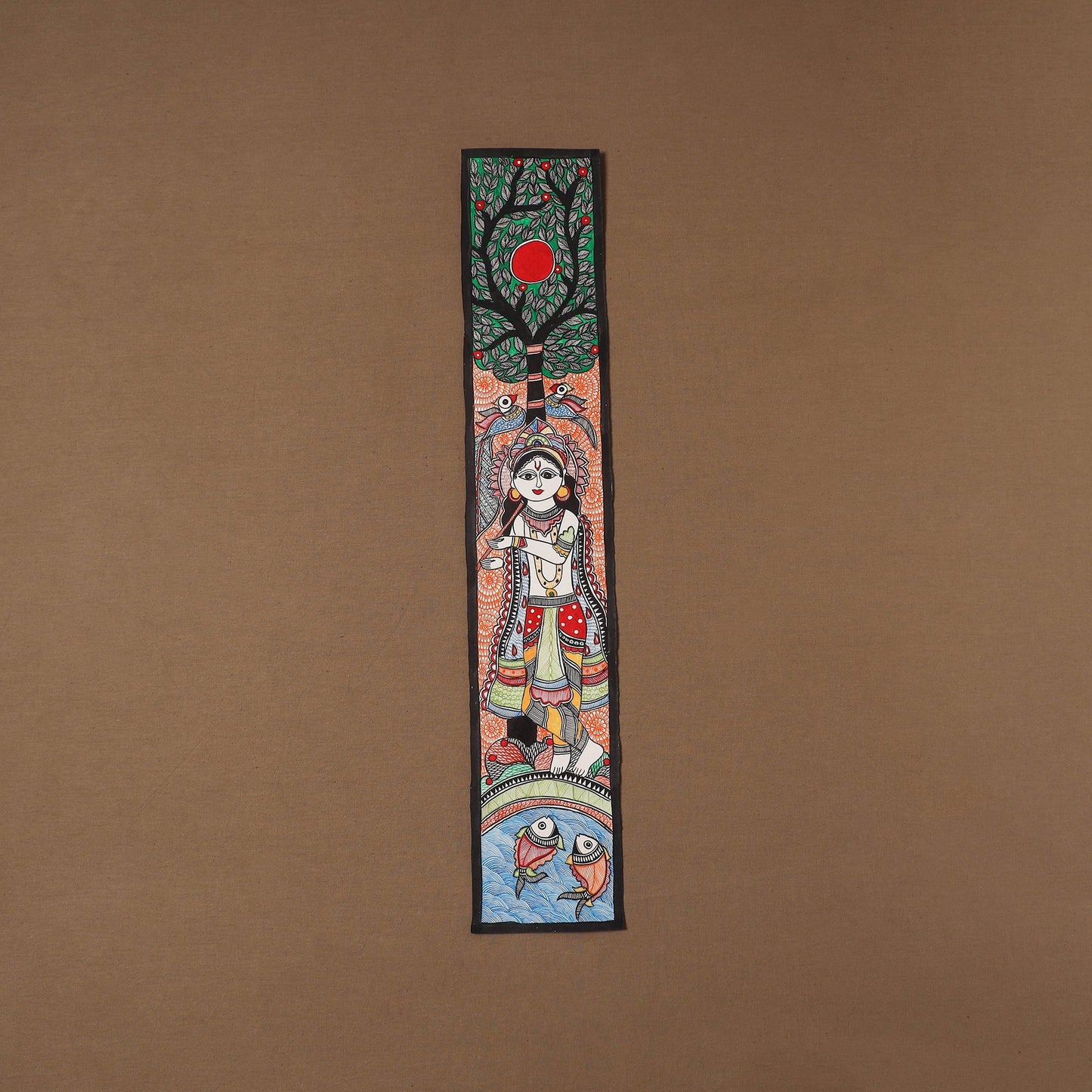 Handpainted madhubani painting by hira devi (30 x 5 in) 48