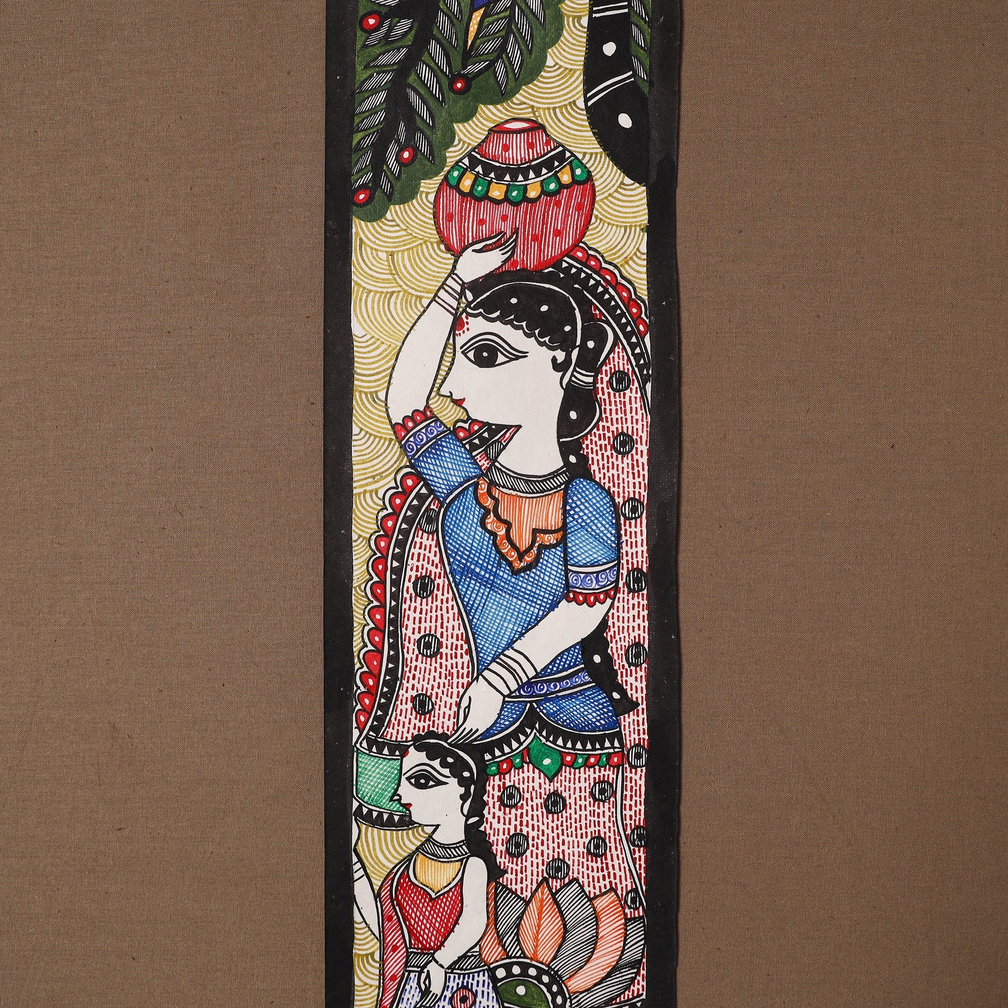 Handpainted madhubani painting by hira devi (30 x 5 in) 50