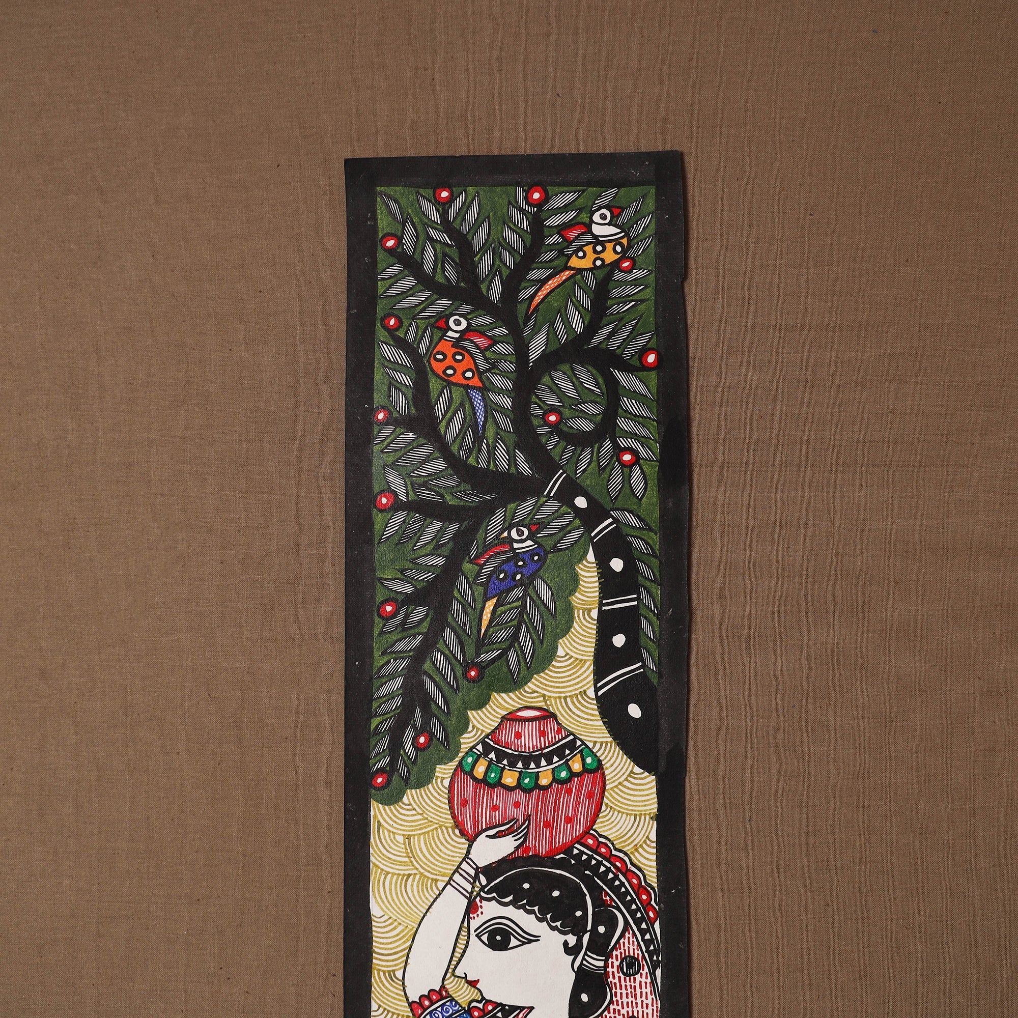 Handpainted madhubani painting by hira devi (30 x 5 in) 50