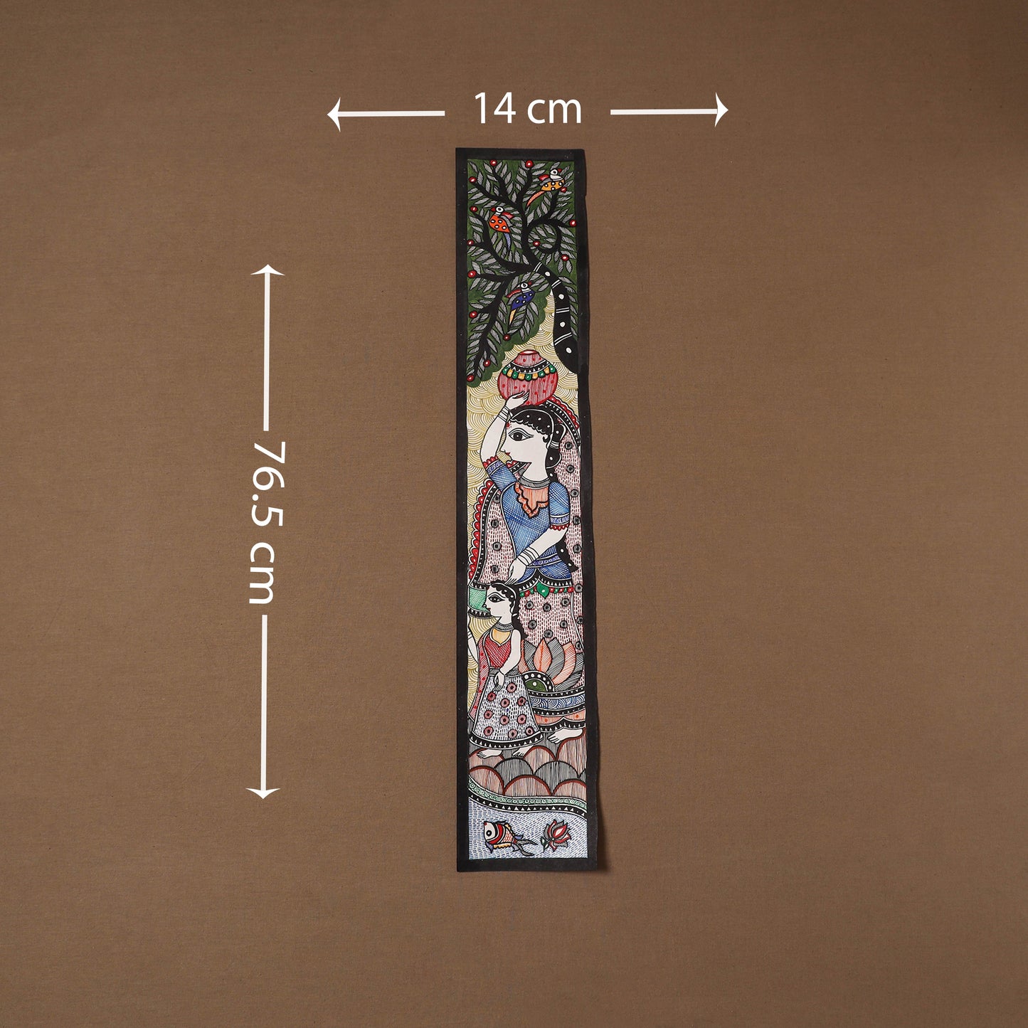 Handpainted madhubani painting by hira devi (30 x 5 in) 50