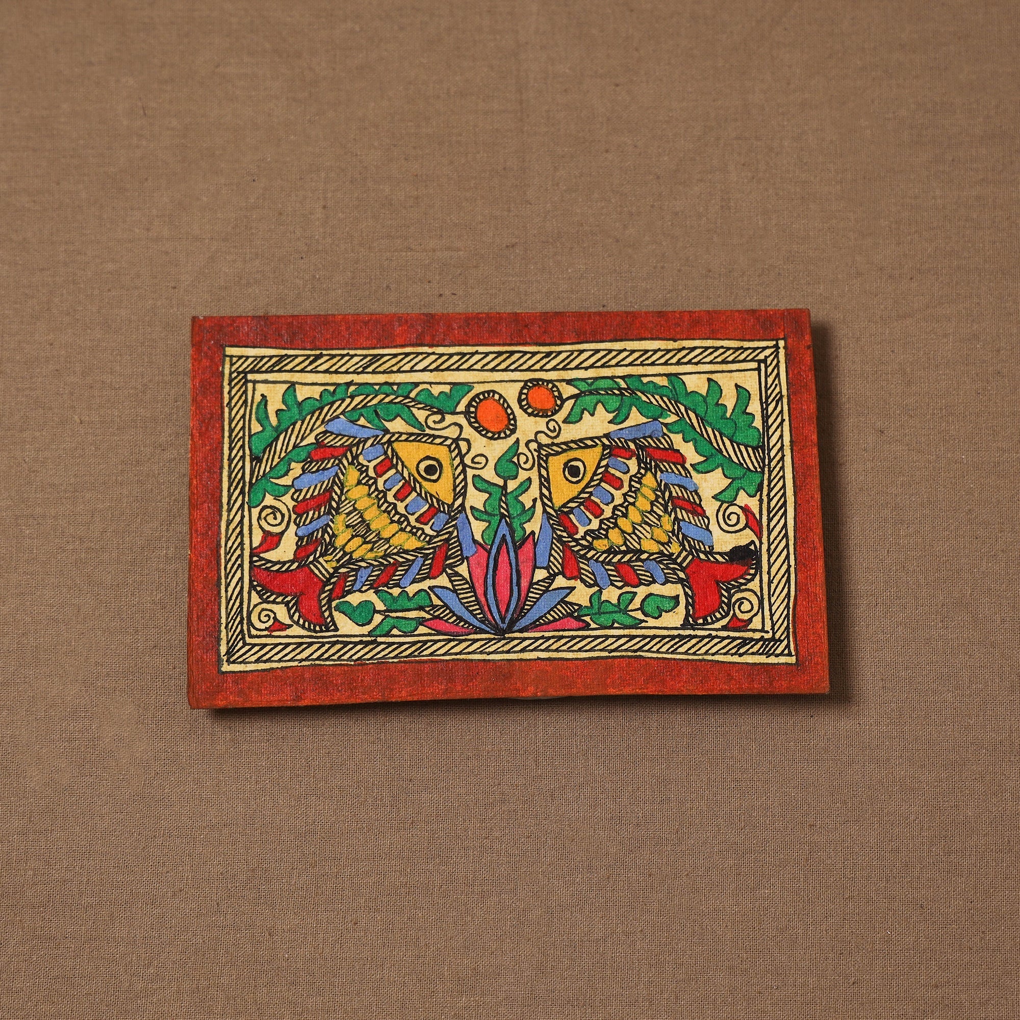 Handpainted madhubani painting by hira devi (4 x 5 in) 153