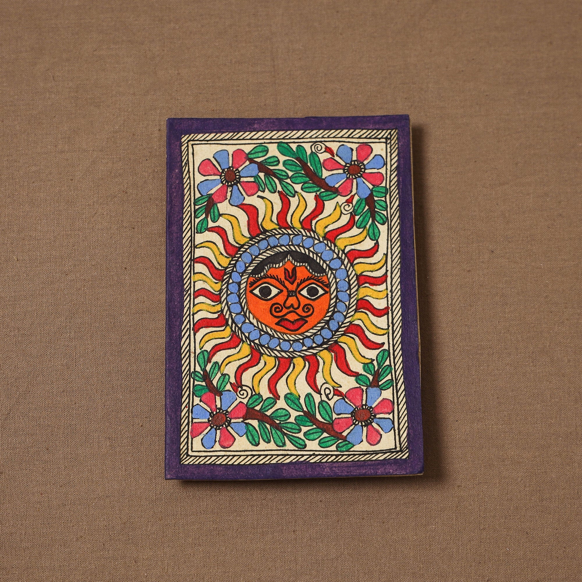 Handpainted madhubani painting by hira devi (5 x 4 in) 151