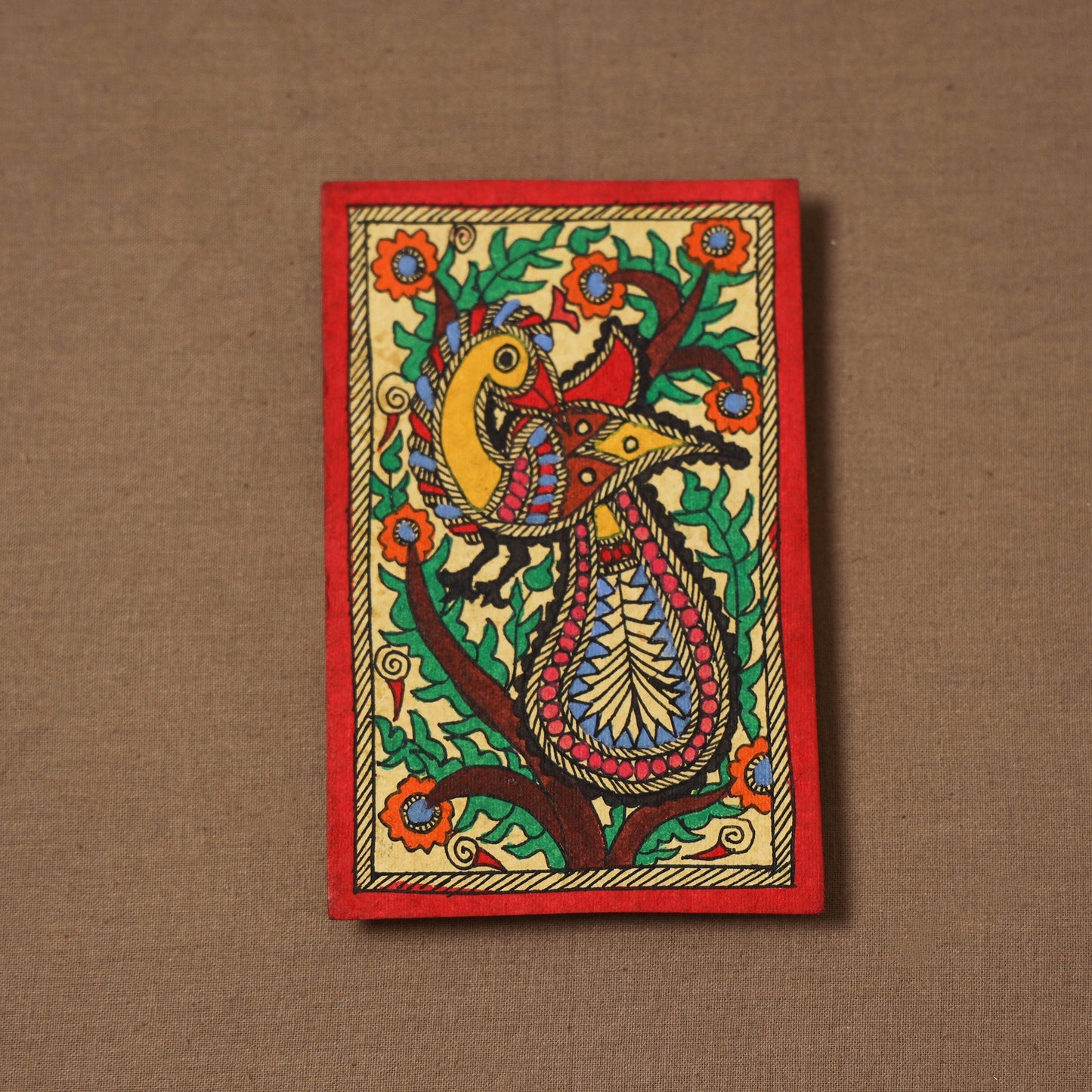 Handpainted madhubani painting by hira devi (5 x 4 in) 154