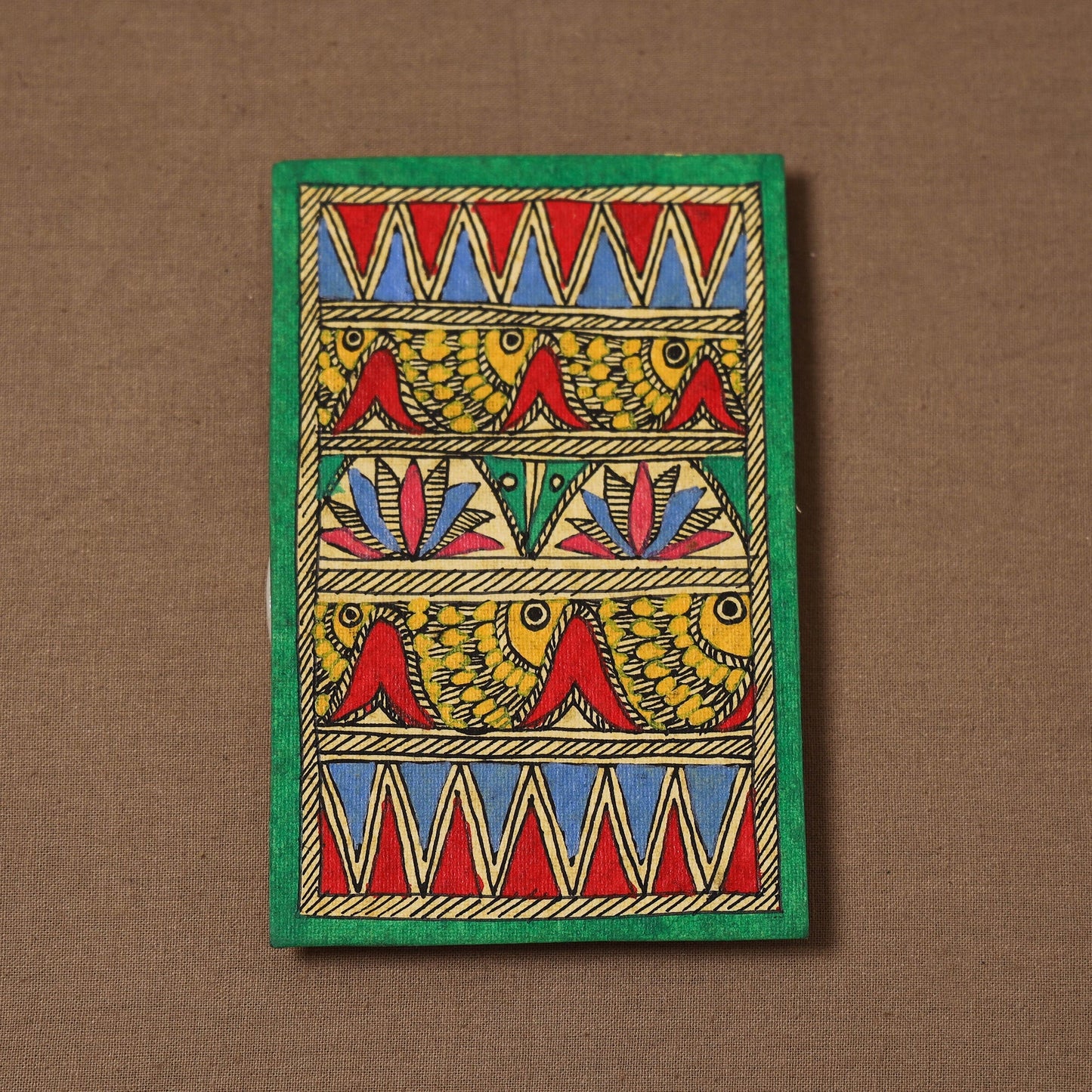 Handpainted madhubani painting by hira devi (5 x 4 in) 155