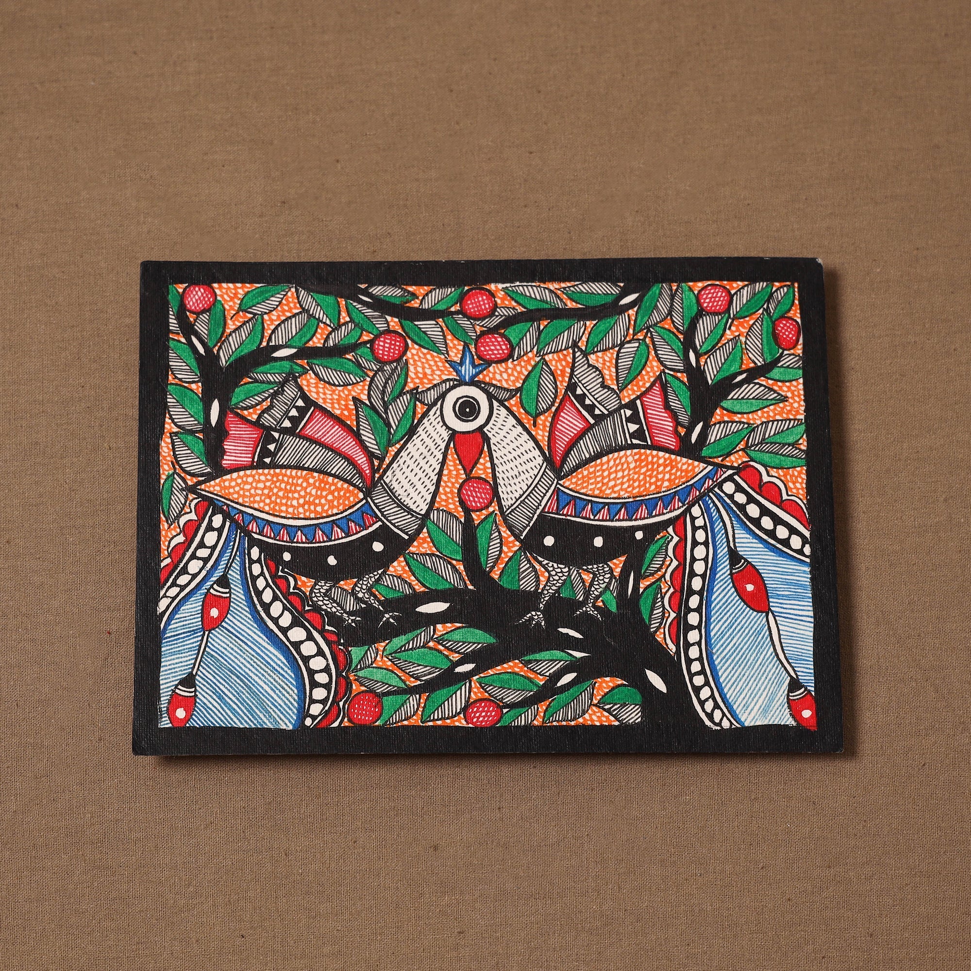 Handpainted madhubani painting by hira devi (5 x 7 in) 145