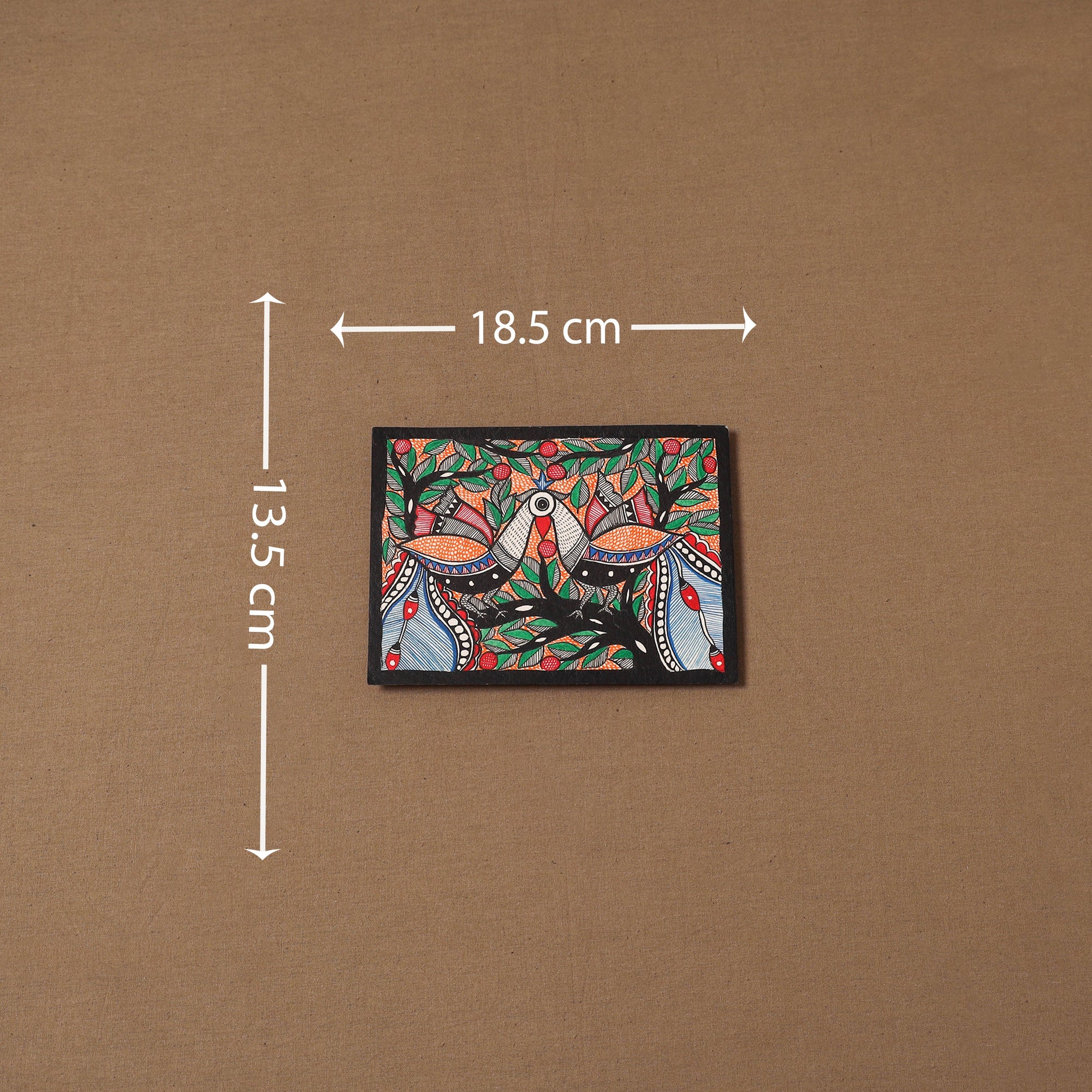 Handpainted madhubani painting by hira devi (5 x 7 in) 145