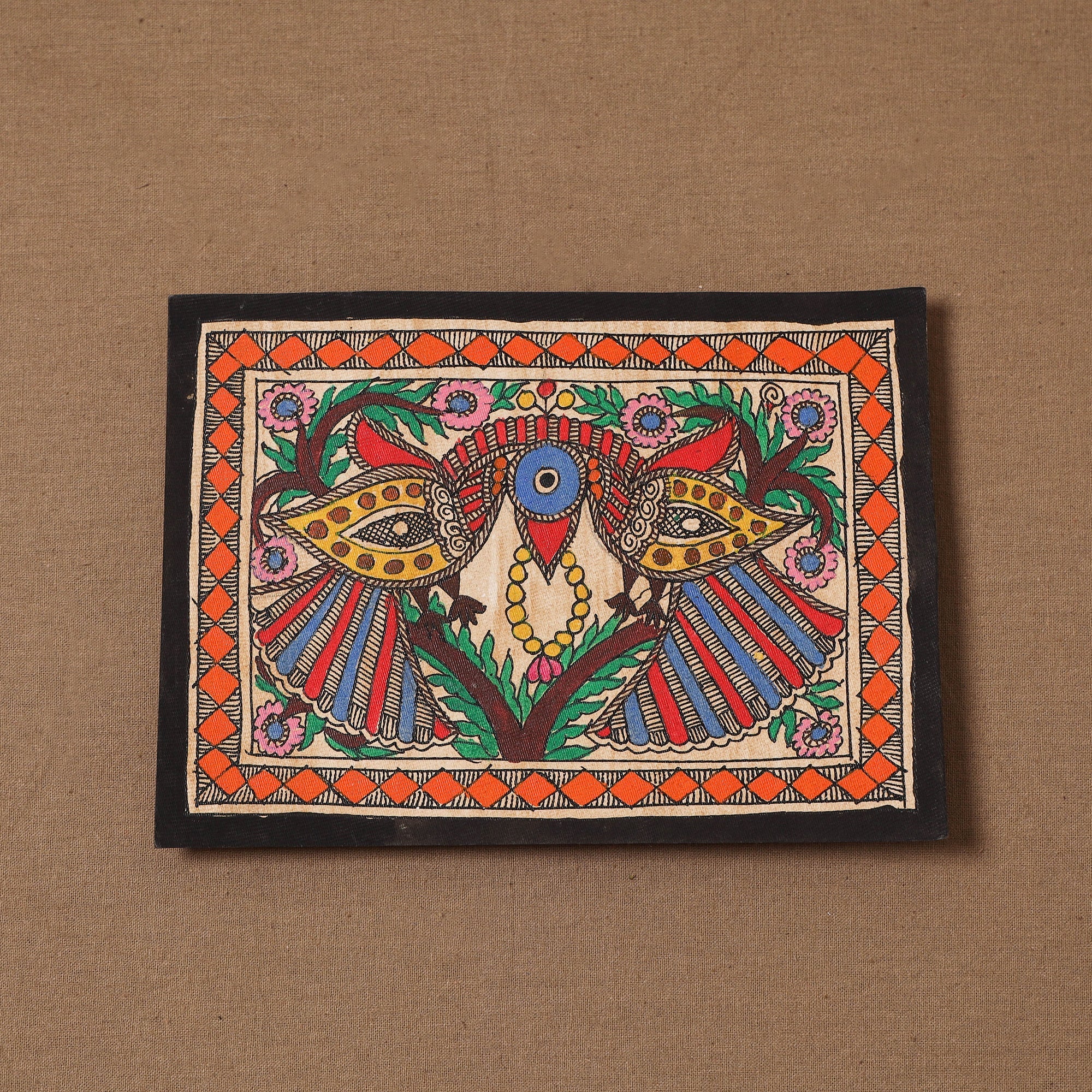 Handpainted madhubani painting by hira devi (5 x 7 in) 181