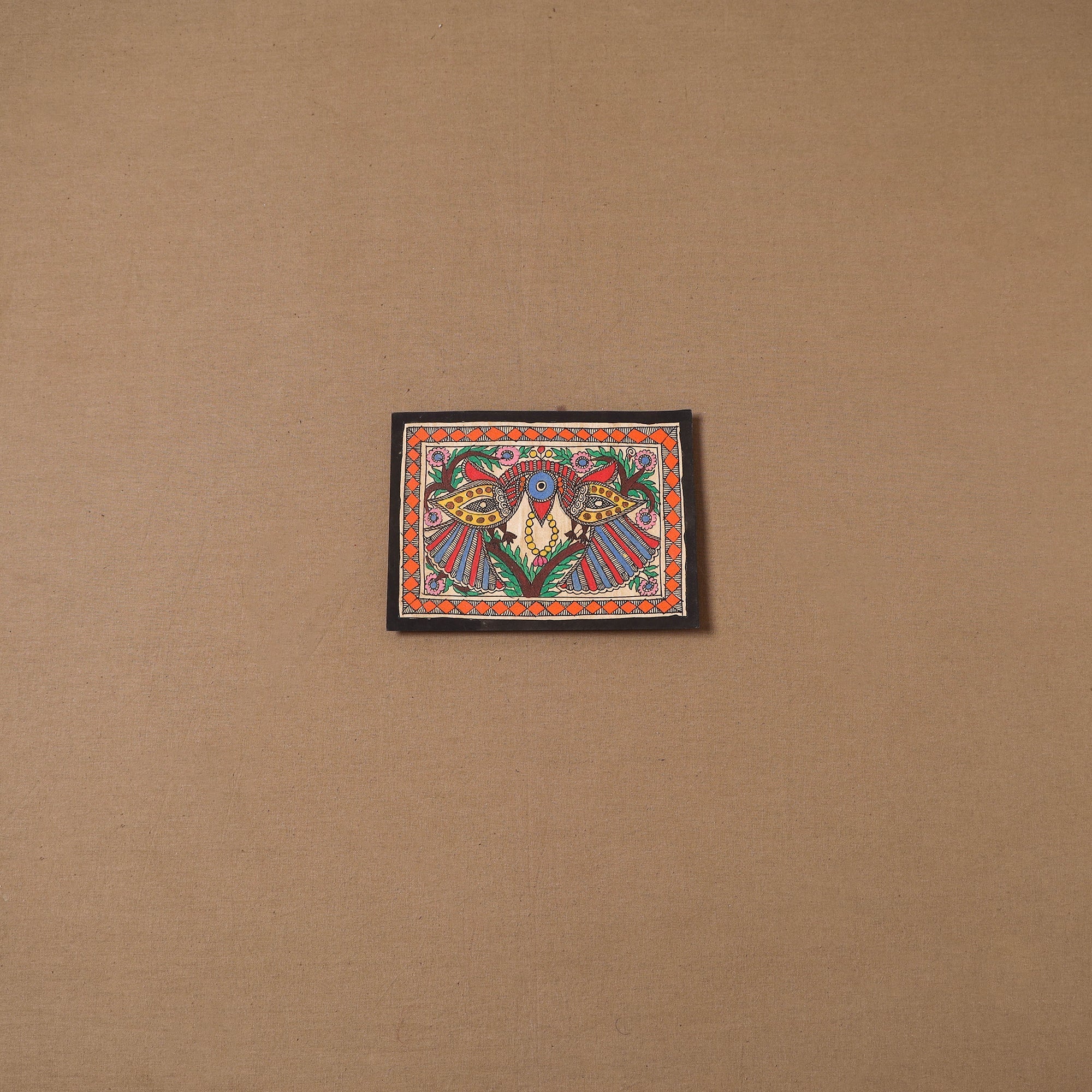 Handpainted madhubani painting by hira devi (5 x 7 in) 181