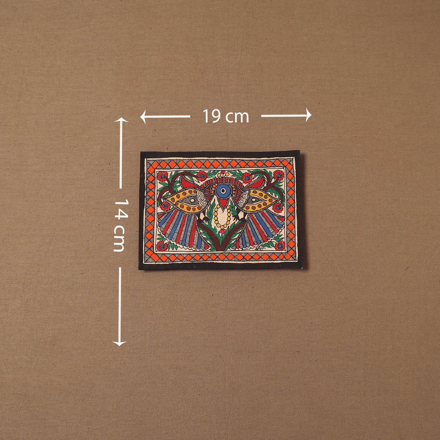 Handpainted madhubani painting by hira devi (5 x 7 in) 182