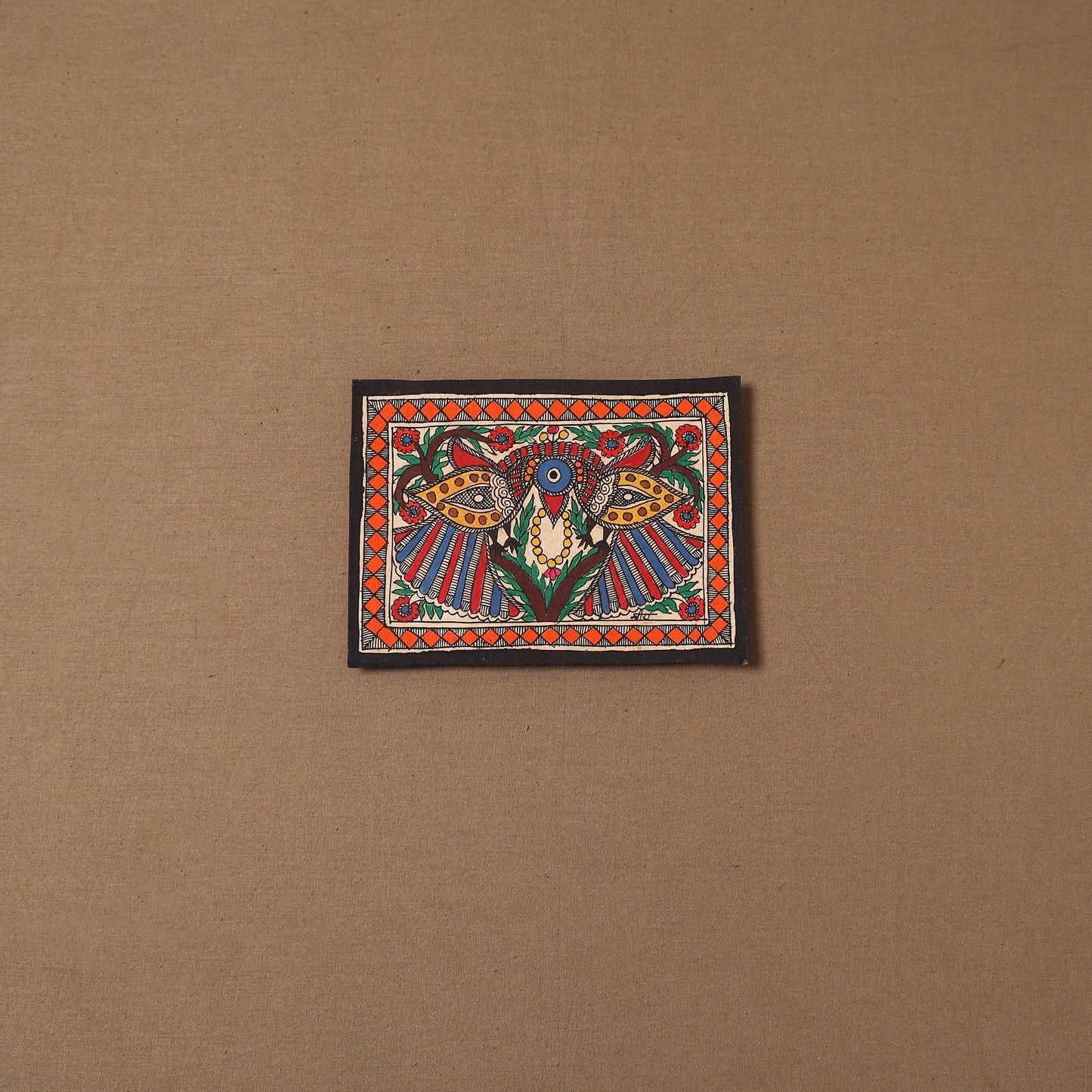 Handpainted madhubani painting by hira devi (5 x 7 in) 182